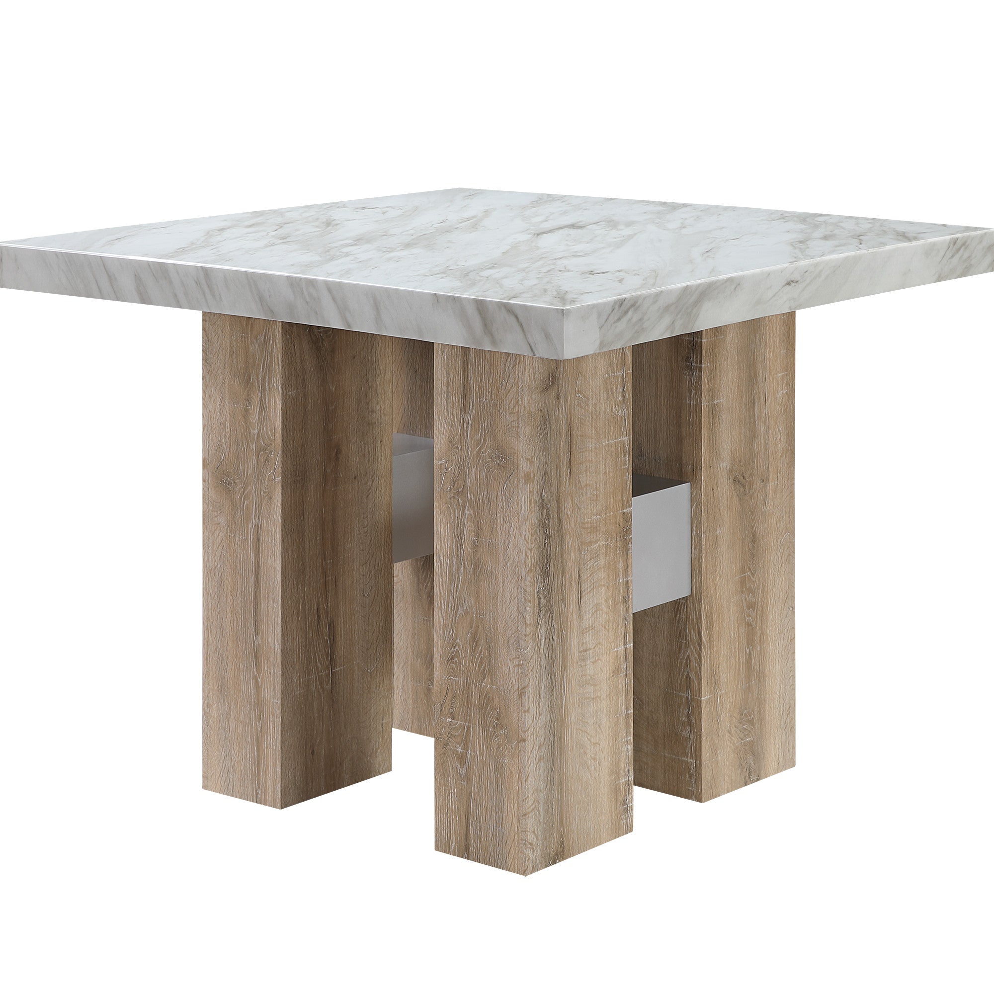 48" White and Natural Wood Square Bar Table-2