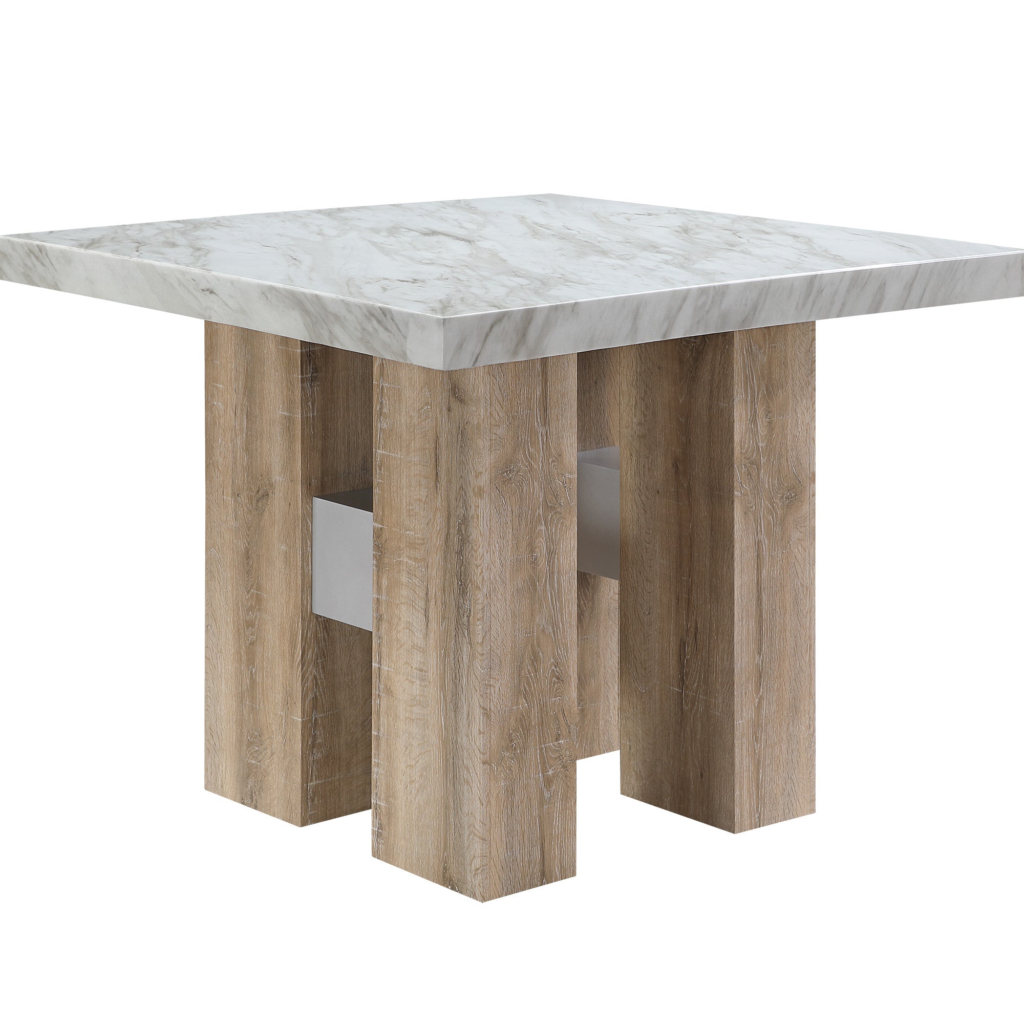 48" White and Natural Wood Square Bar Table-3