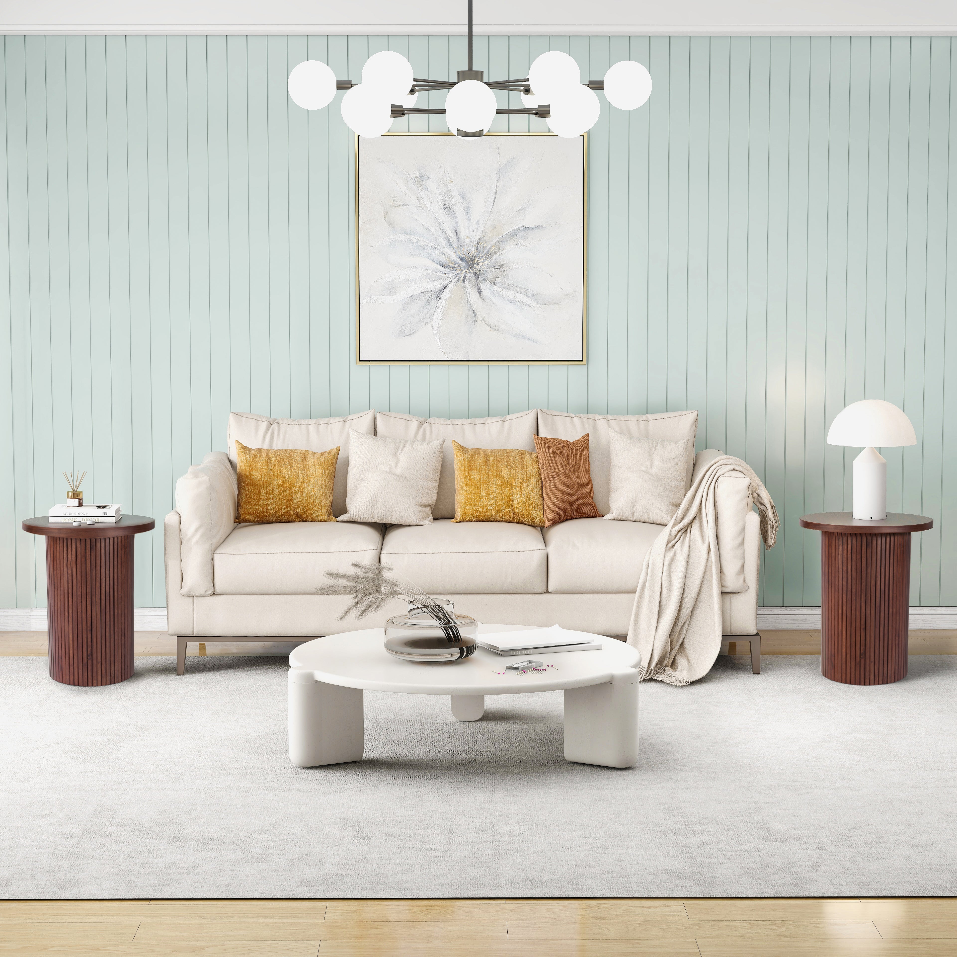 22" Brown Wood Round Pedestal End Table-8