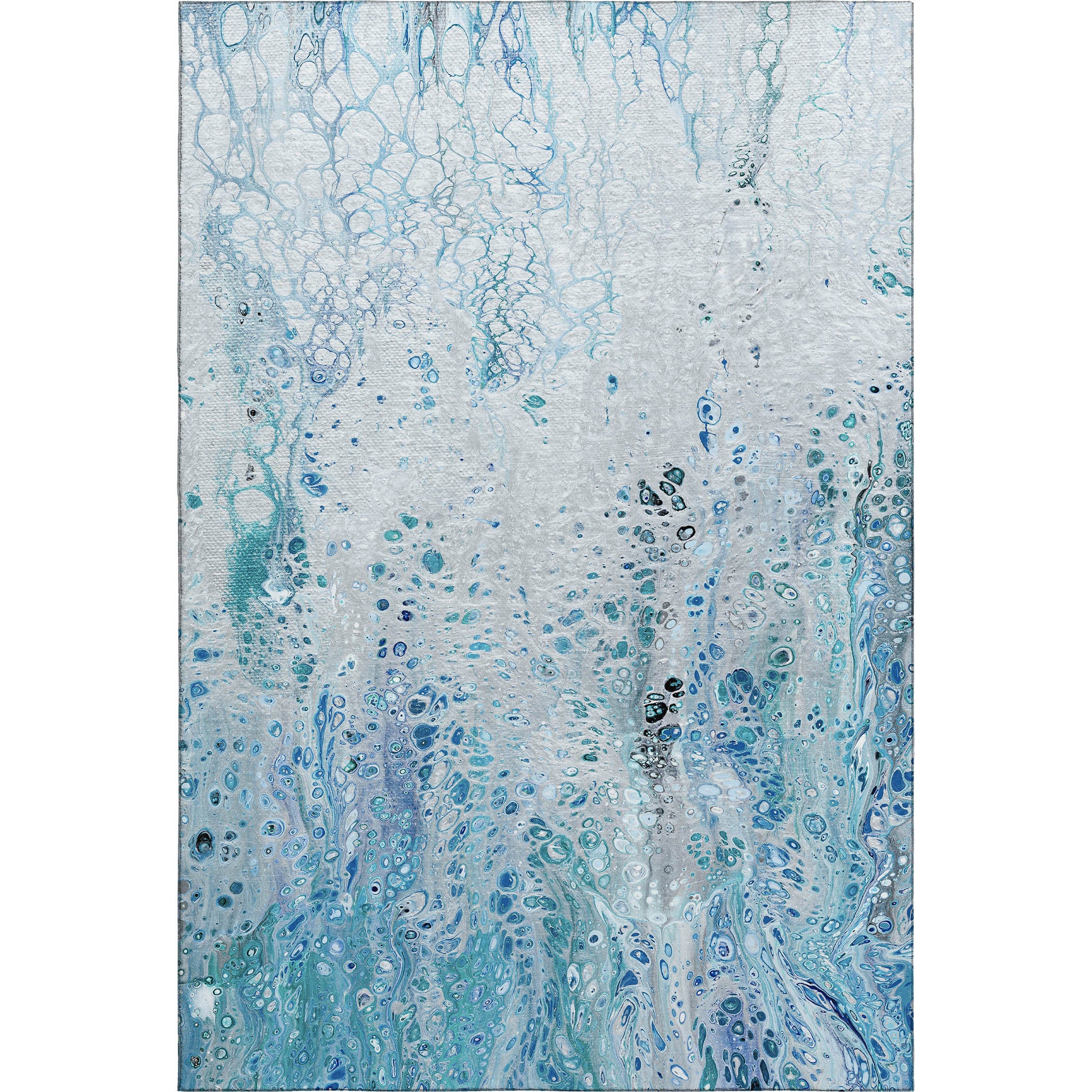 3' X 5' Light Blue And Ivory Abstract Washable Indoor Outdoor Area Rug-1