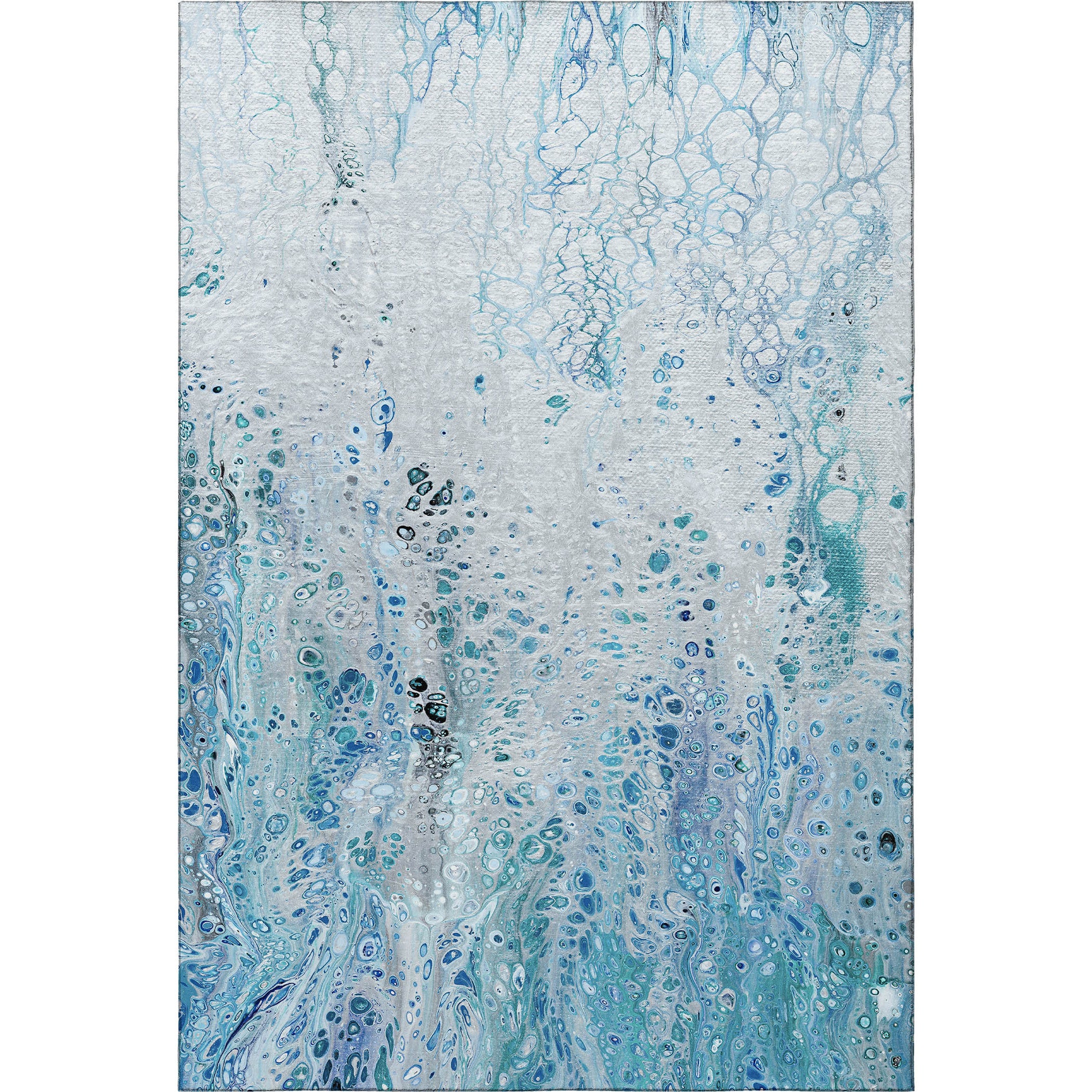 3' X 5' Light Blue And Ivory Abstract Washable Indoor Outdoor Area Rug-4