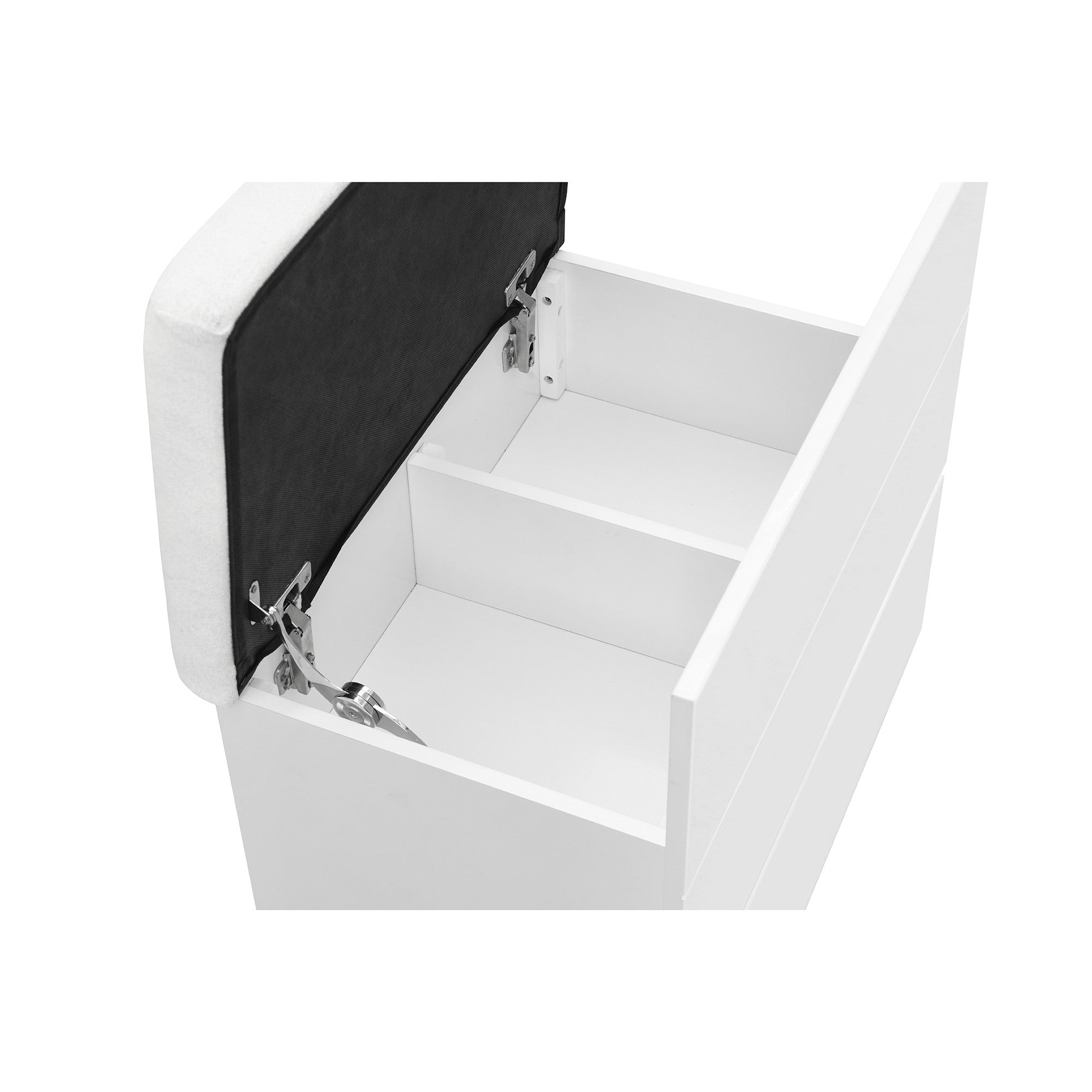 62" White Wood And Glass Six Drawer Vanity Table With Mirror Seating And Lights-5