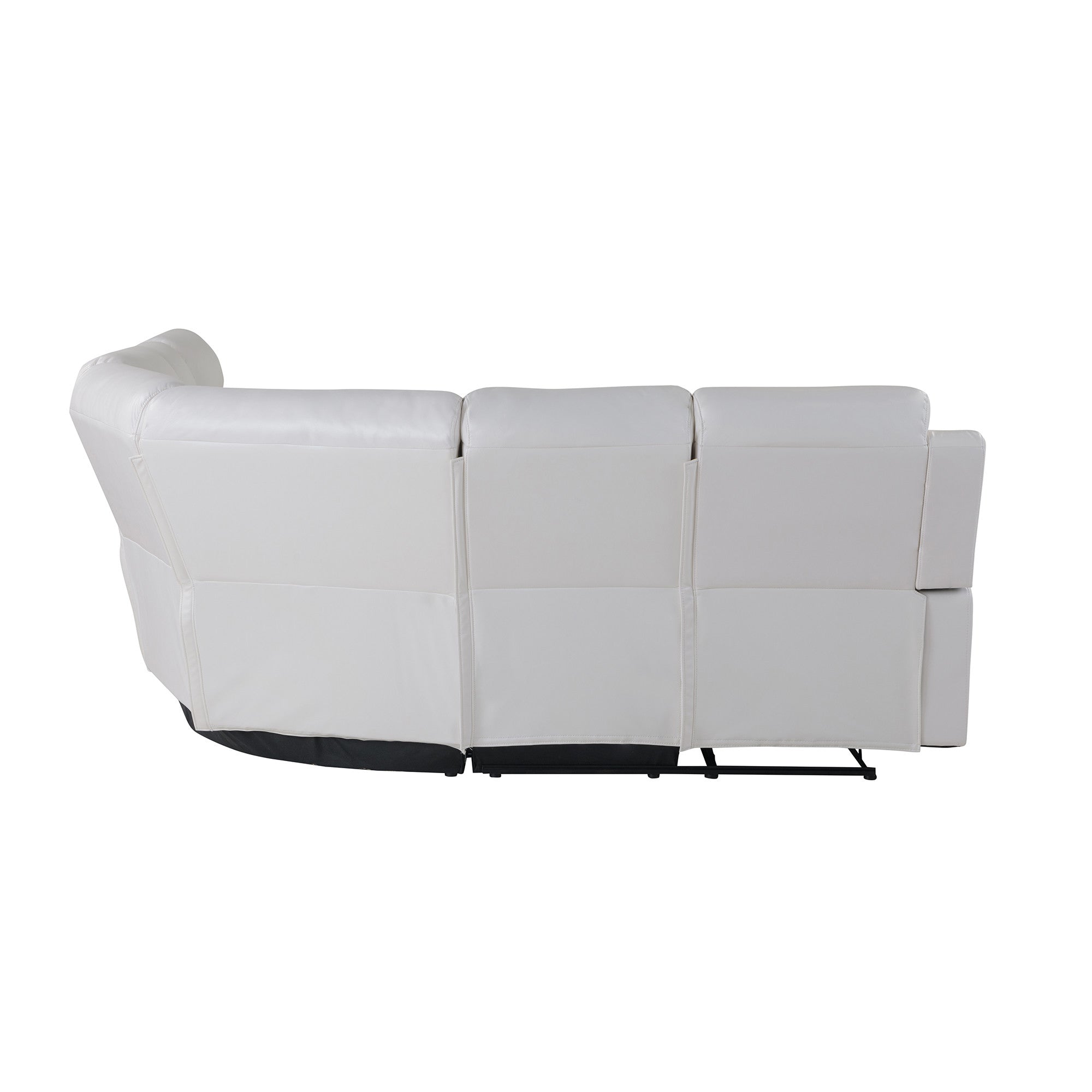 Off White Faux Leather Reclining Curved Six Piece Sectional With LED And Console-5