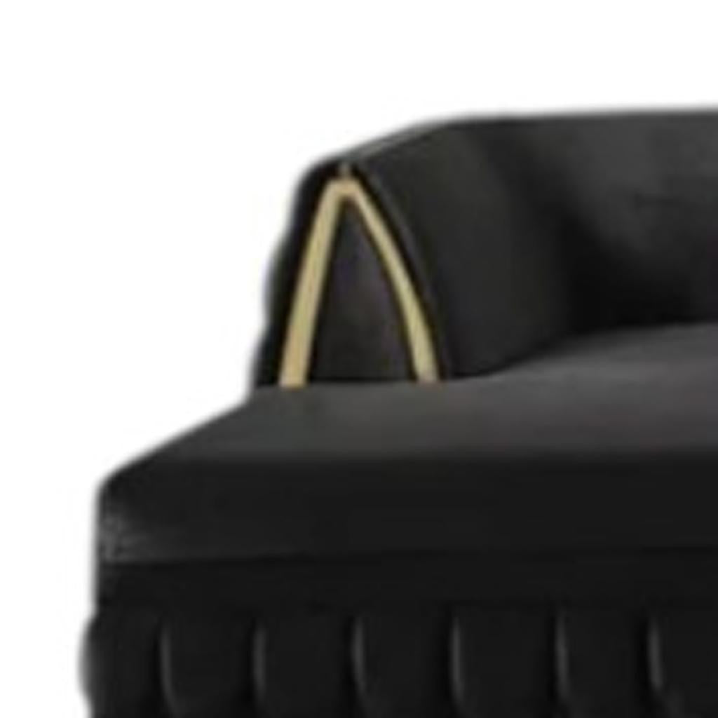 Black Velvet U Shaped Sofa and Chaise Sectional With Toss Pillows-6