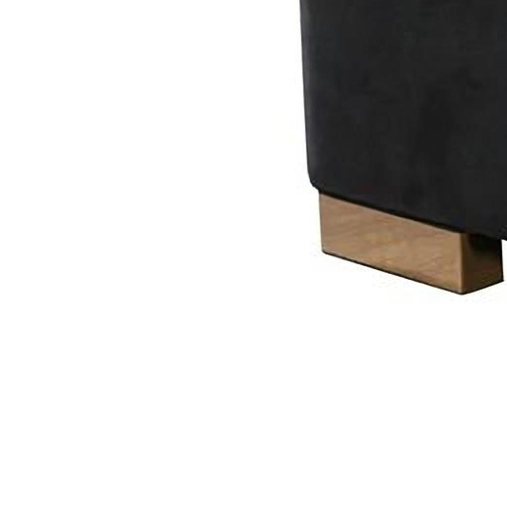 Black Velvet U Shaped Three Piece Sofa and Chaise Sectional With Toss Pillows-5