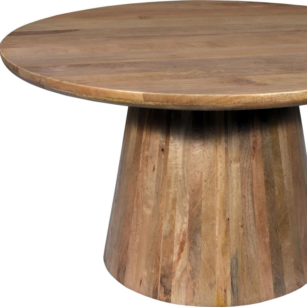 54" Natural Solid Wood Pedestal Base Round Top Dining Table-5