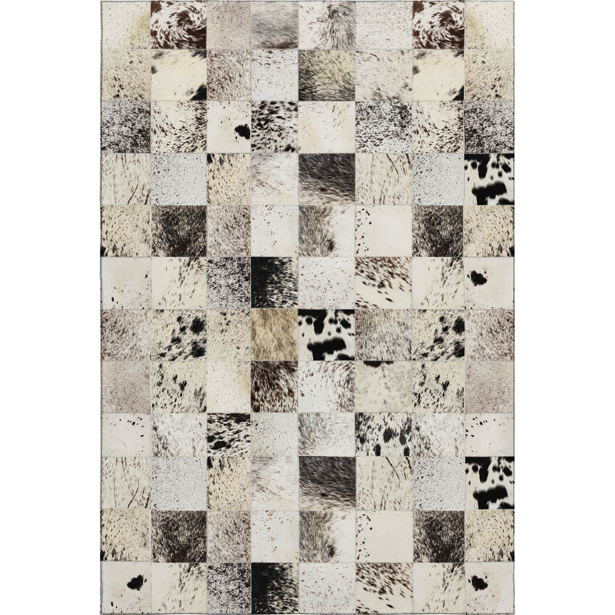 5' X 8' Granite Gray Ivory And Black Patchwork Washable Area Rug With UV Protection-0