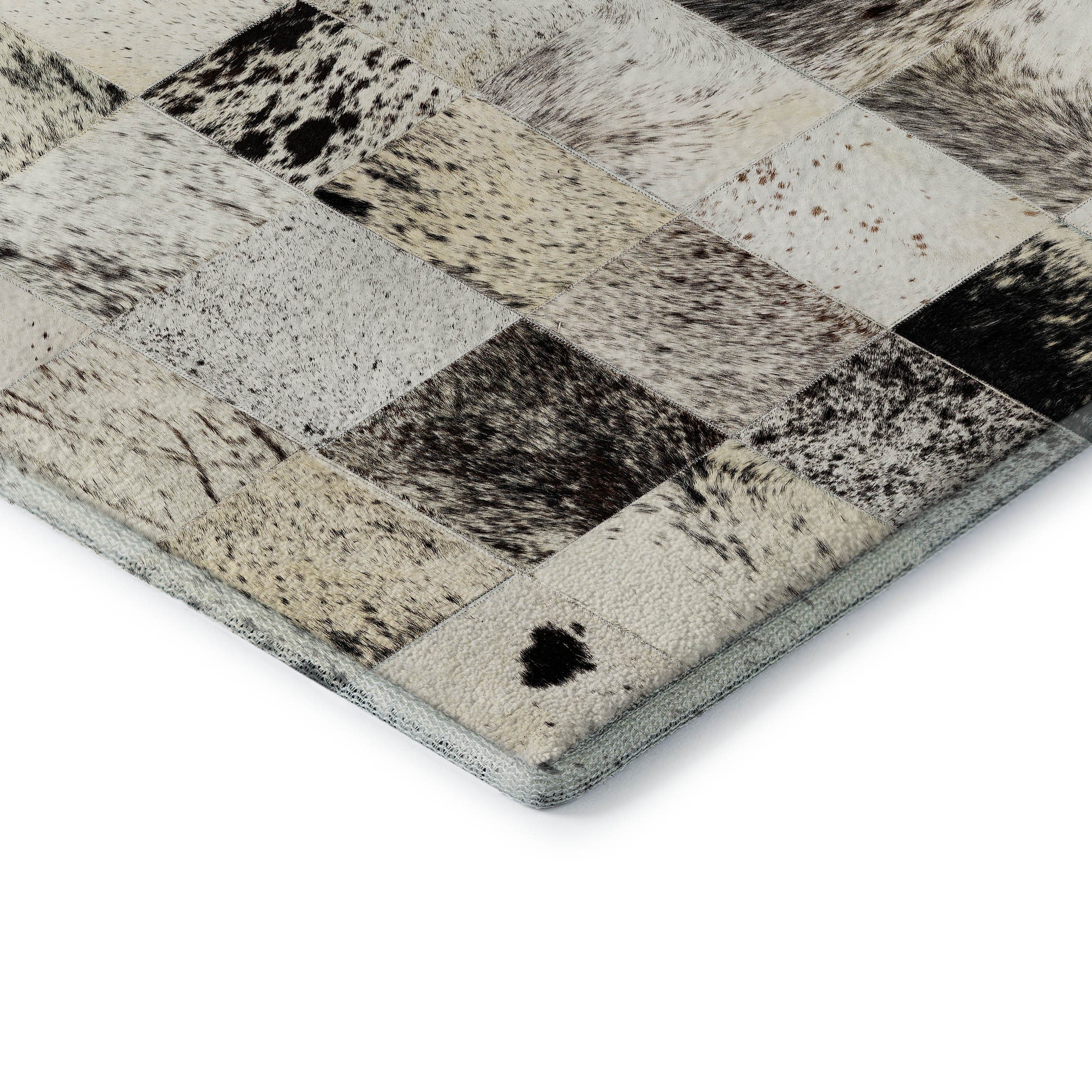 5' X 8' Granite Gray Ivory And Black Patchwork Washable Area Rug With UV Protection-5