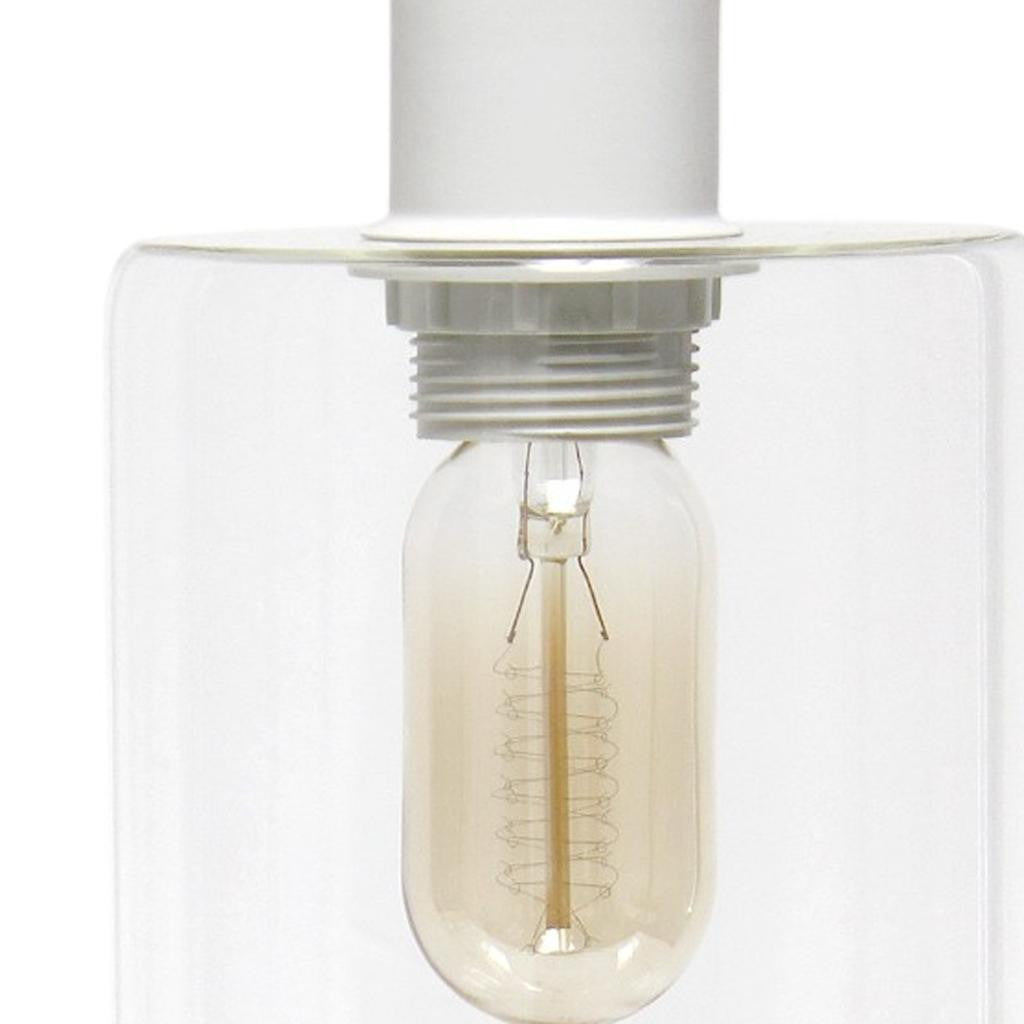 19" White Iron Lantern USB Table Lamp With Clear Cylinder Shade-4