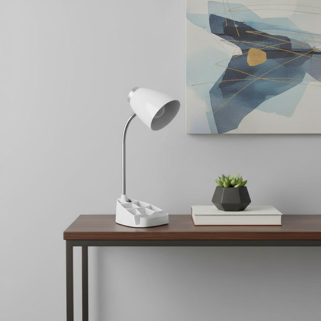 19" White Swing Arm Table Lamp-0