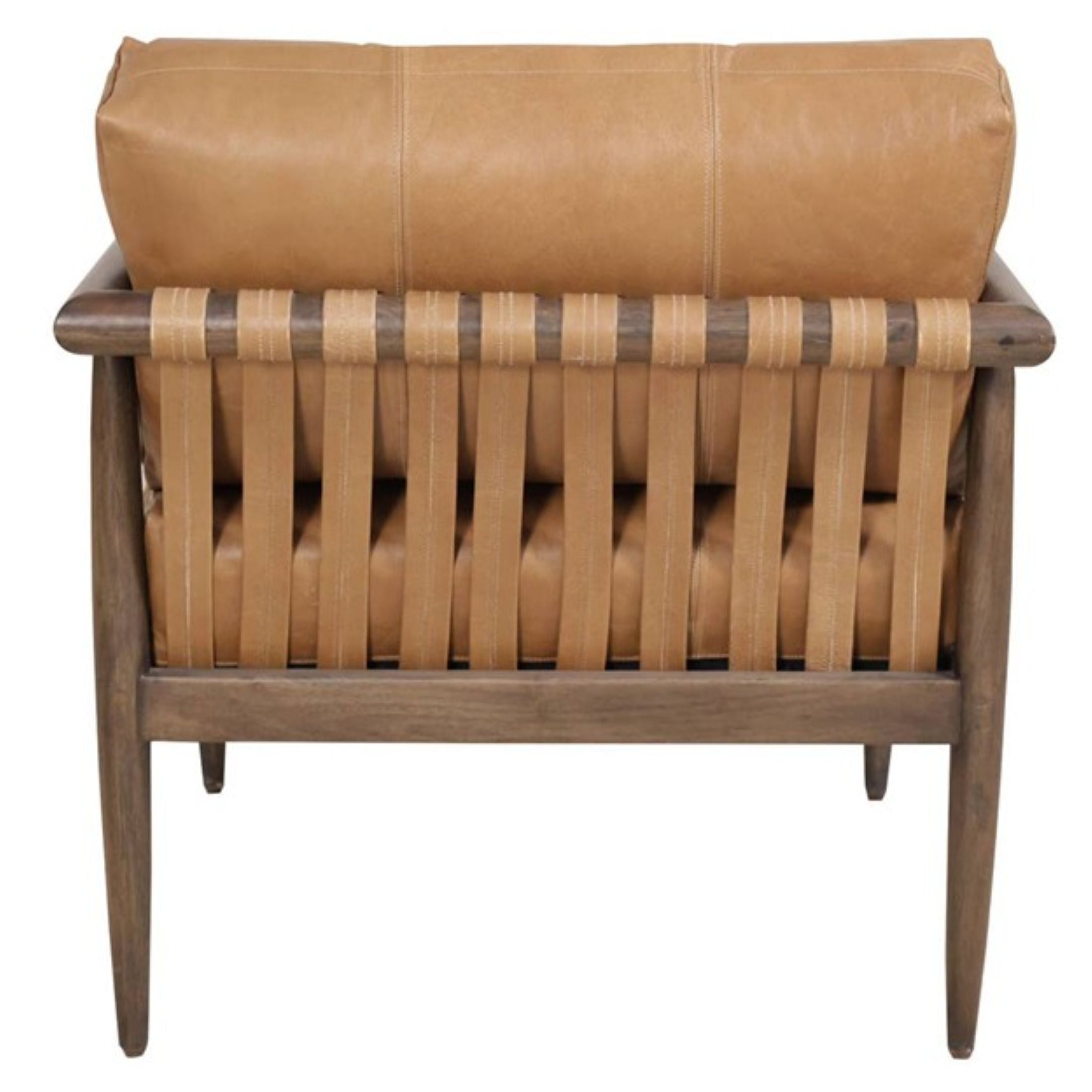 28" Brown Genuine Leather and Solid Wood Arm Chair-4