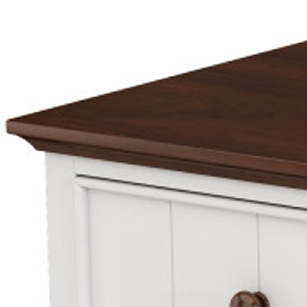 61" White And Walnut Wood Seven Drawer Captains Dresser-5