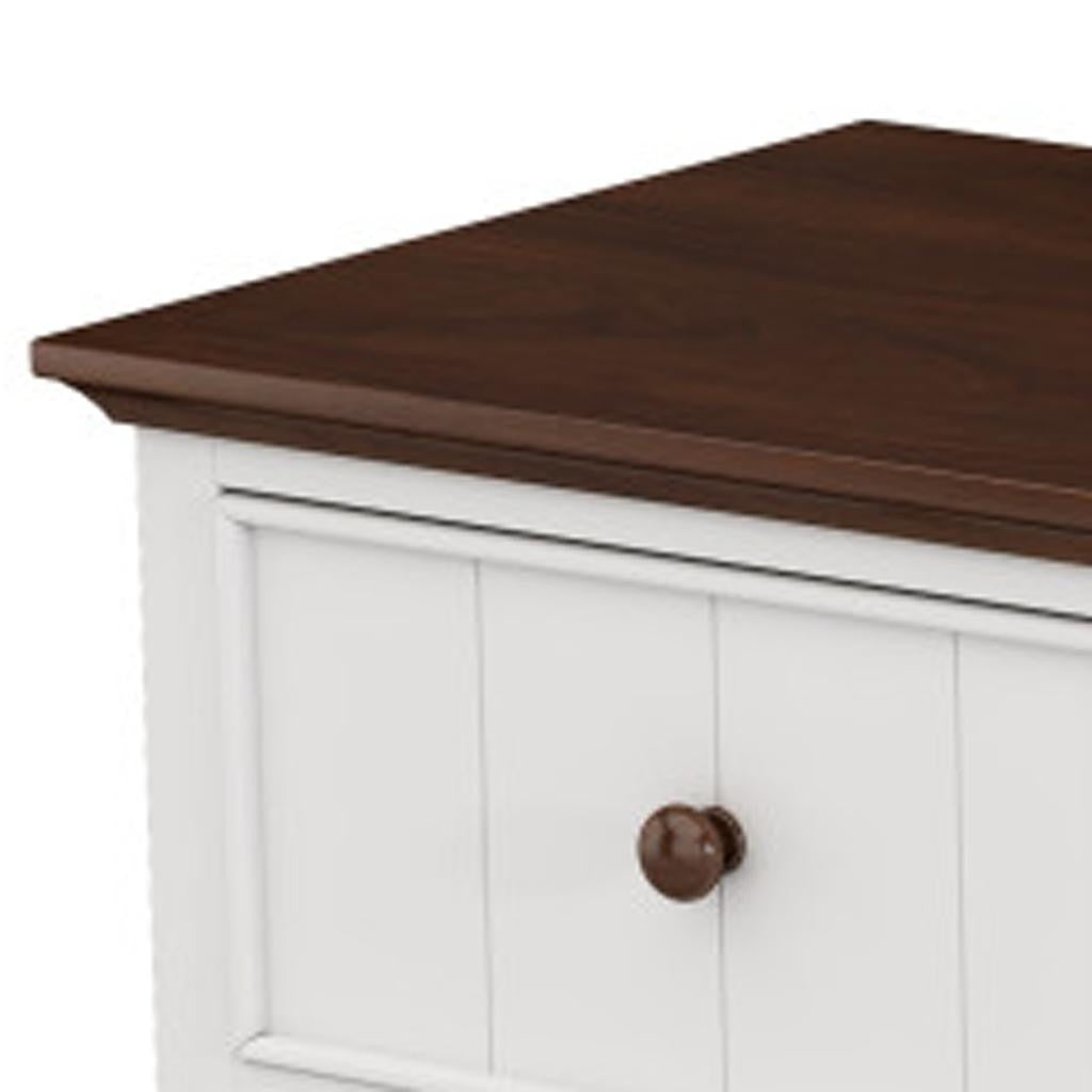 61" White And Walnut Wood Seven Drawer Captains Dresser-6