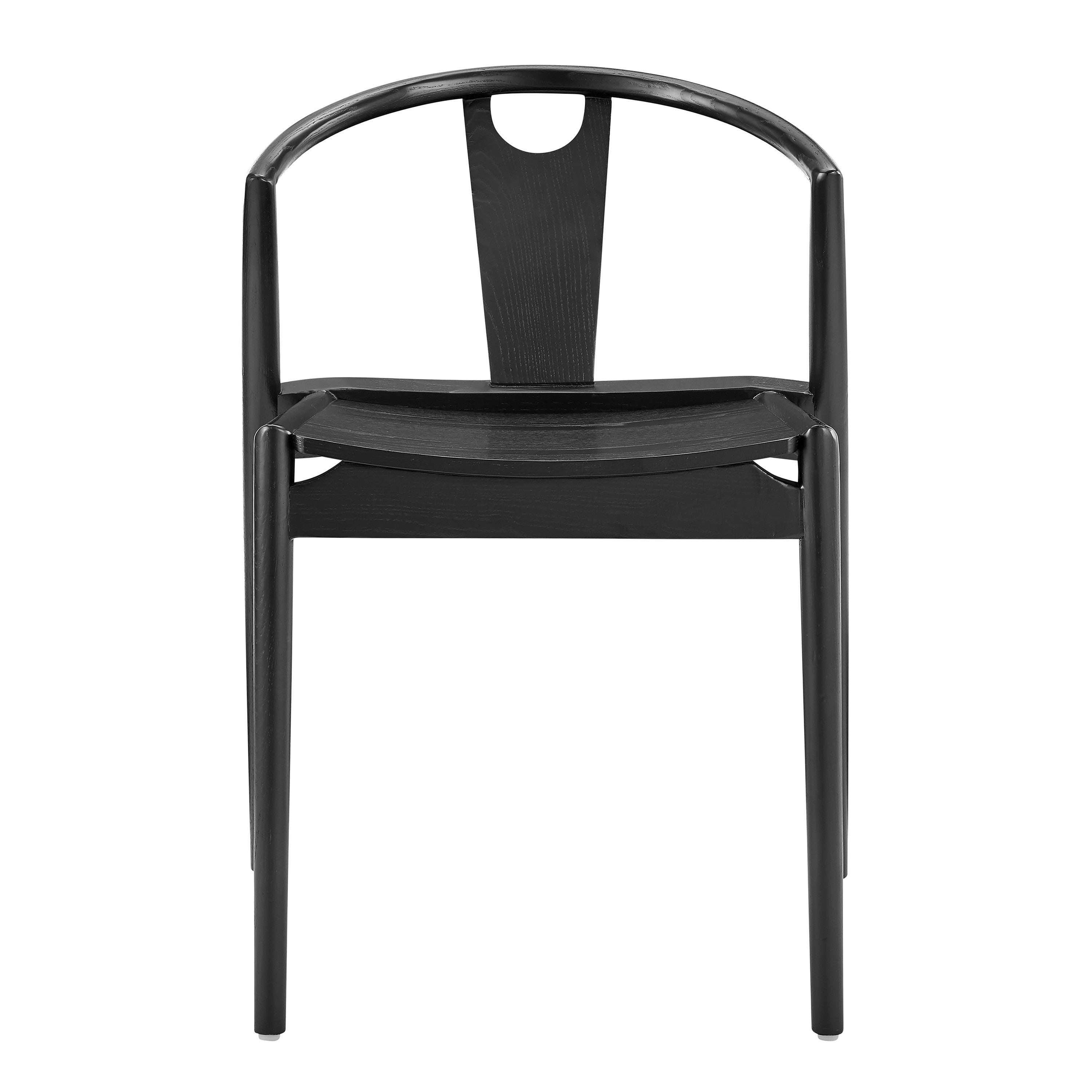 Black Solid Wood Open Back Dining Side Chair-1