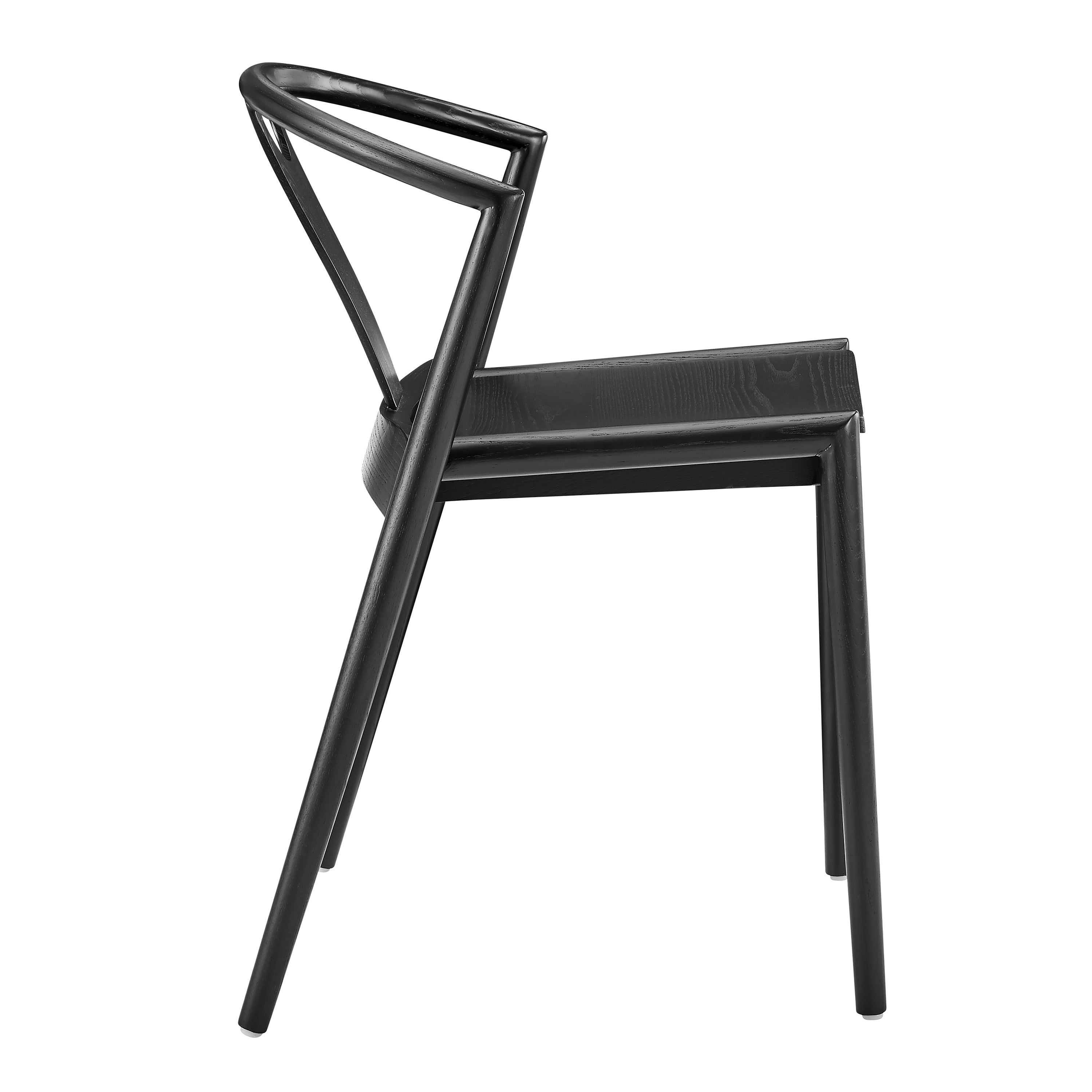 Black Solid Wood Open Back Dining Side Chair-3