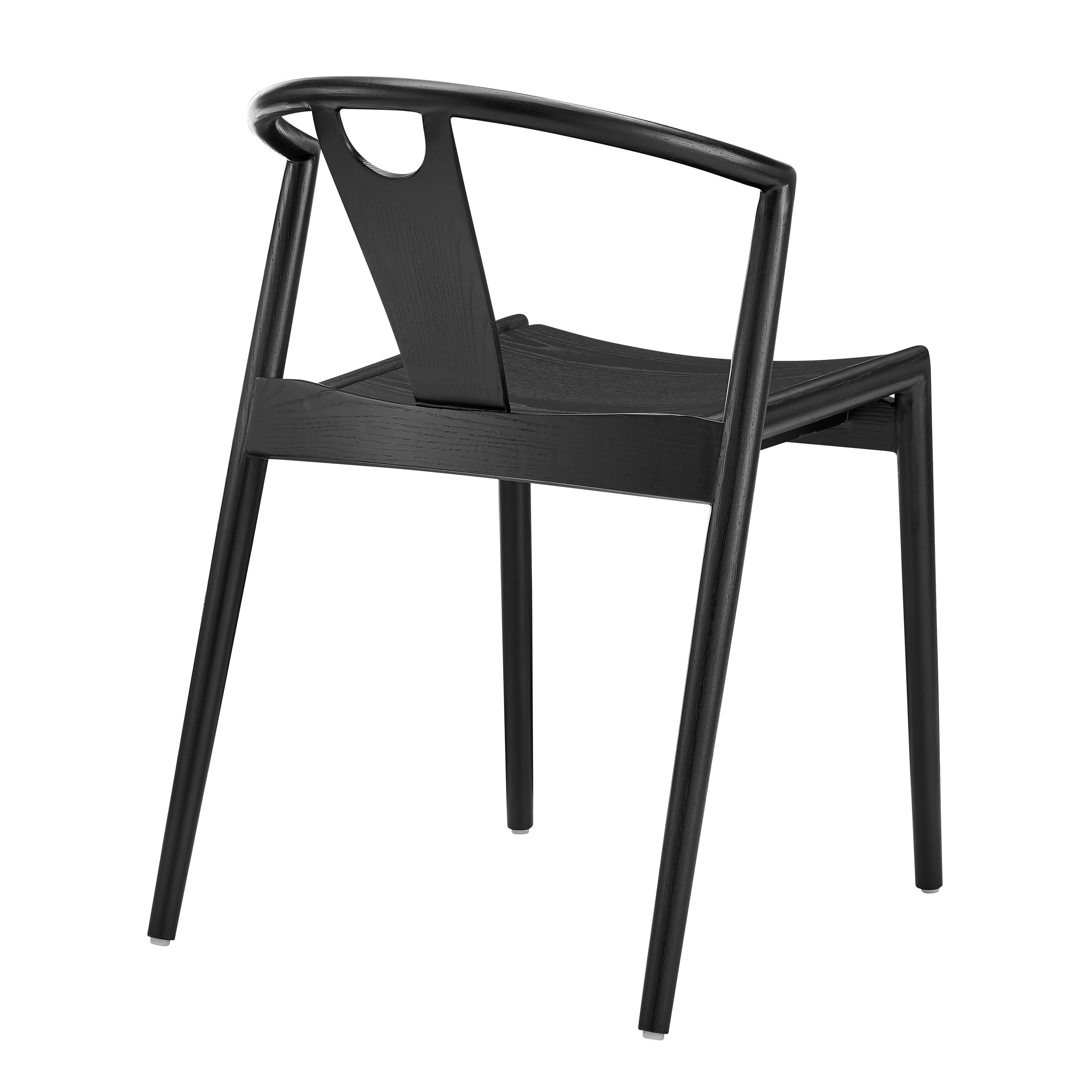 Black Solid Wood Open Back Dining Side Chair-4