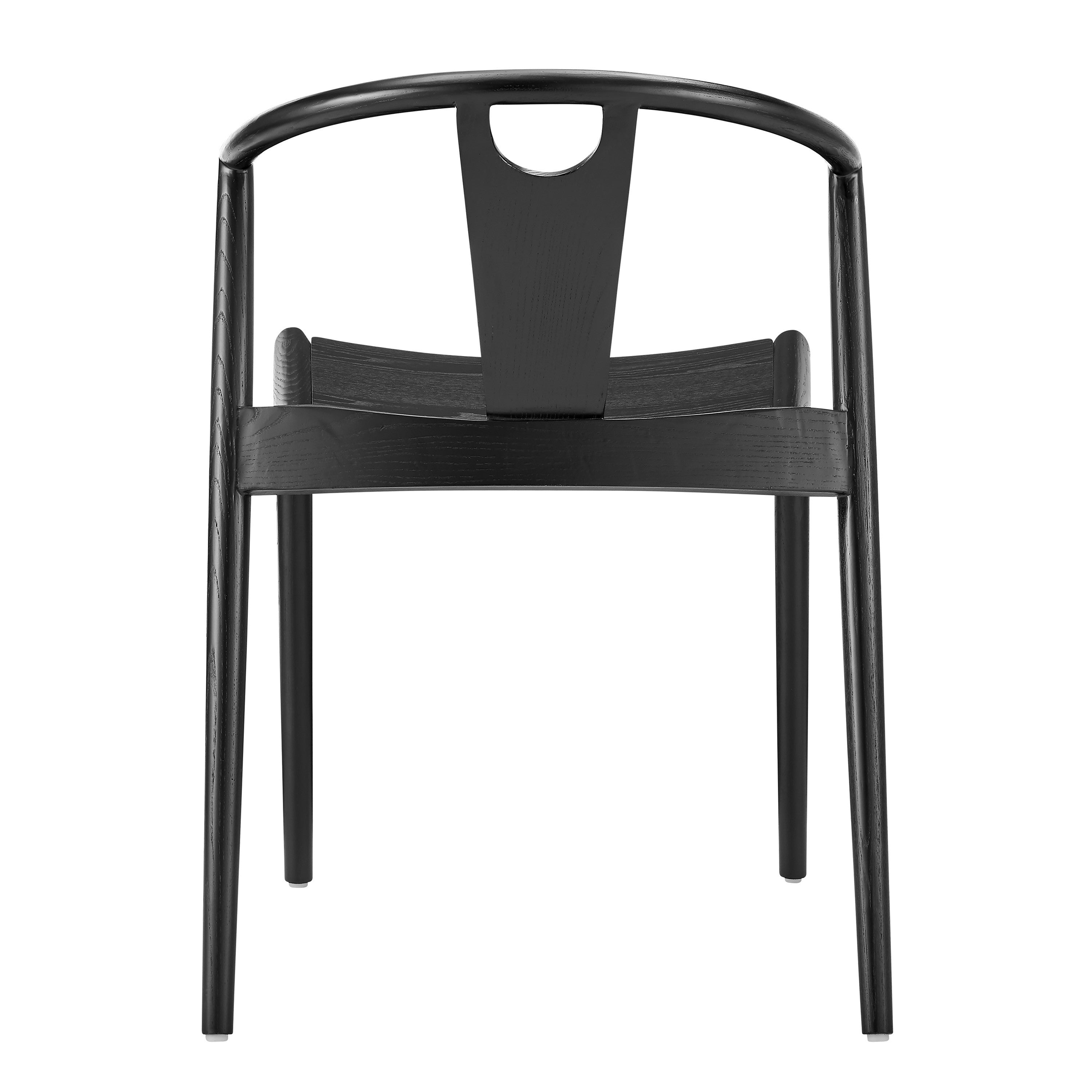 Black Solid Wood Open Back Dining Side Chair-5