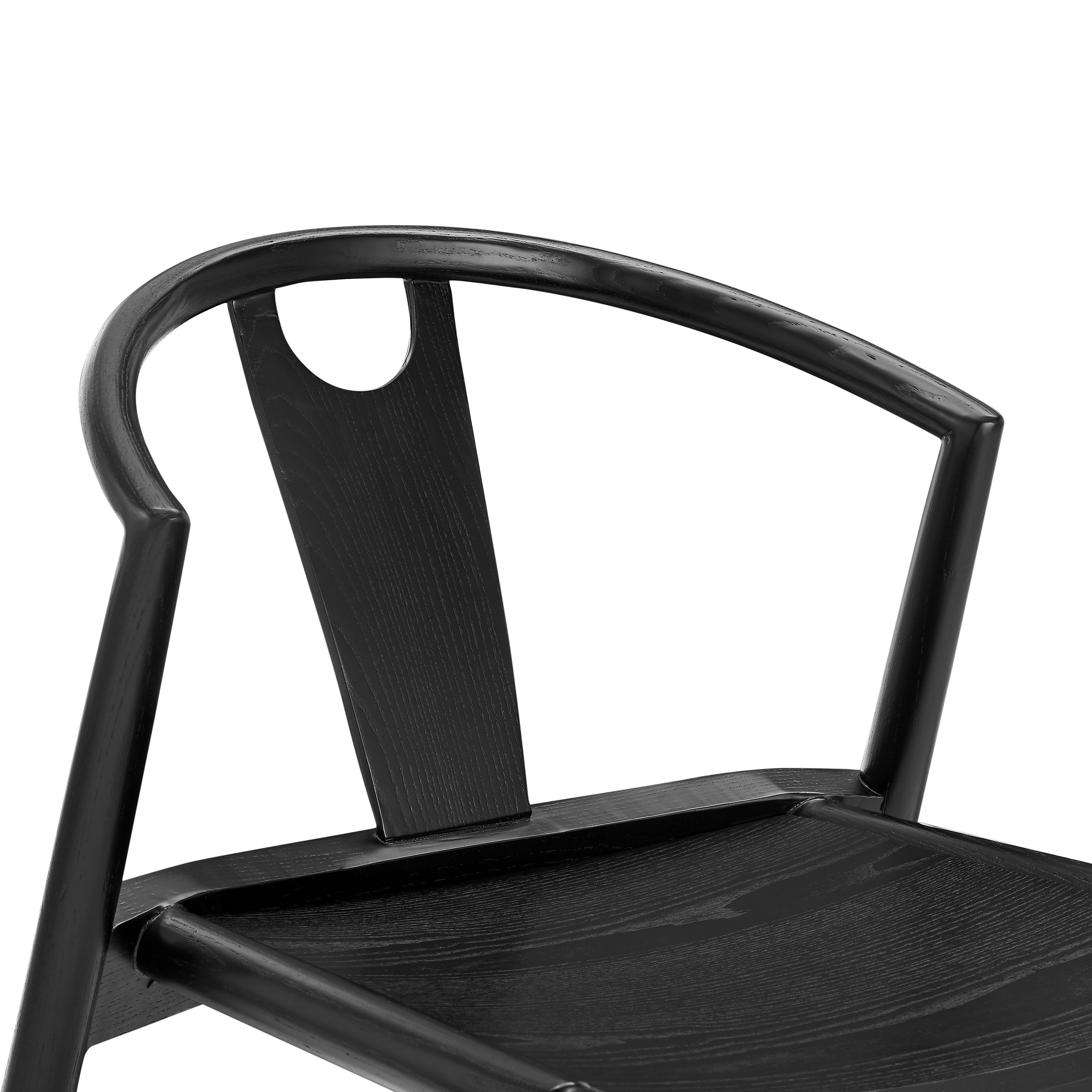 Black Solid Wood Open Back Dining Side Chair-6