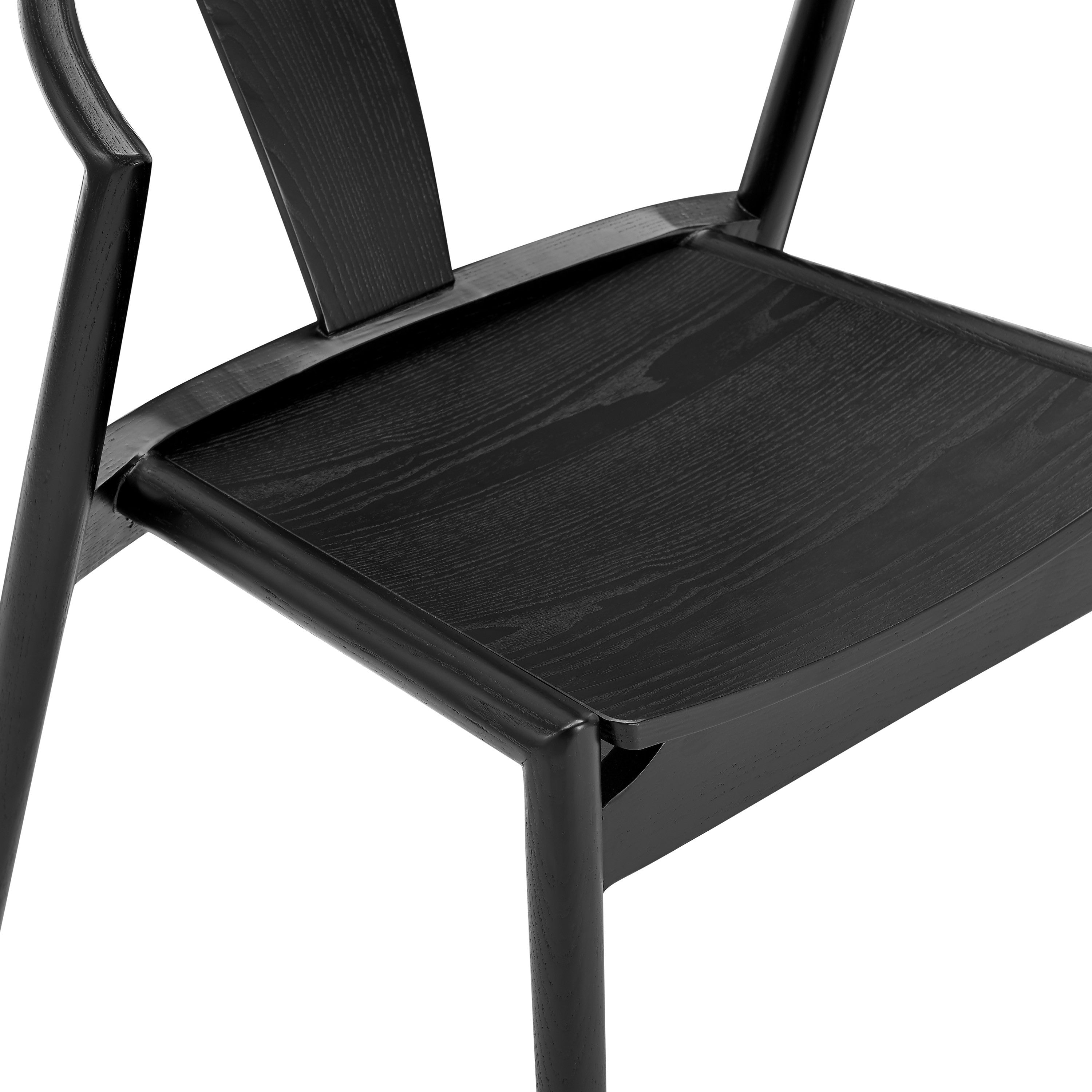 Black Solid Wood Open Back Dining Side Chair-8