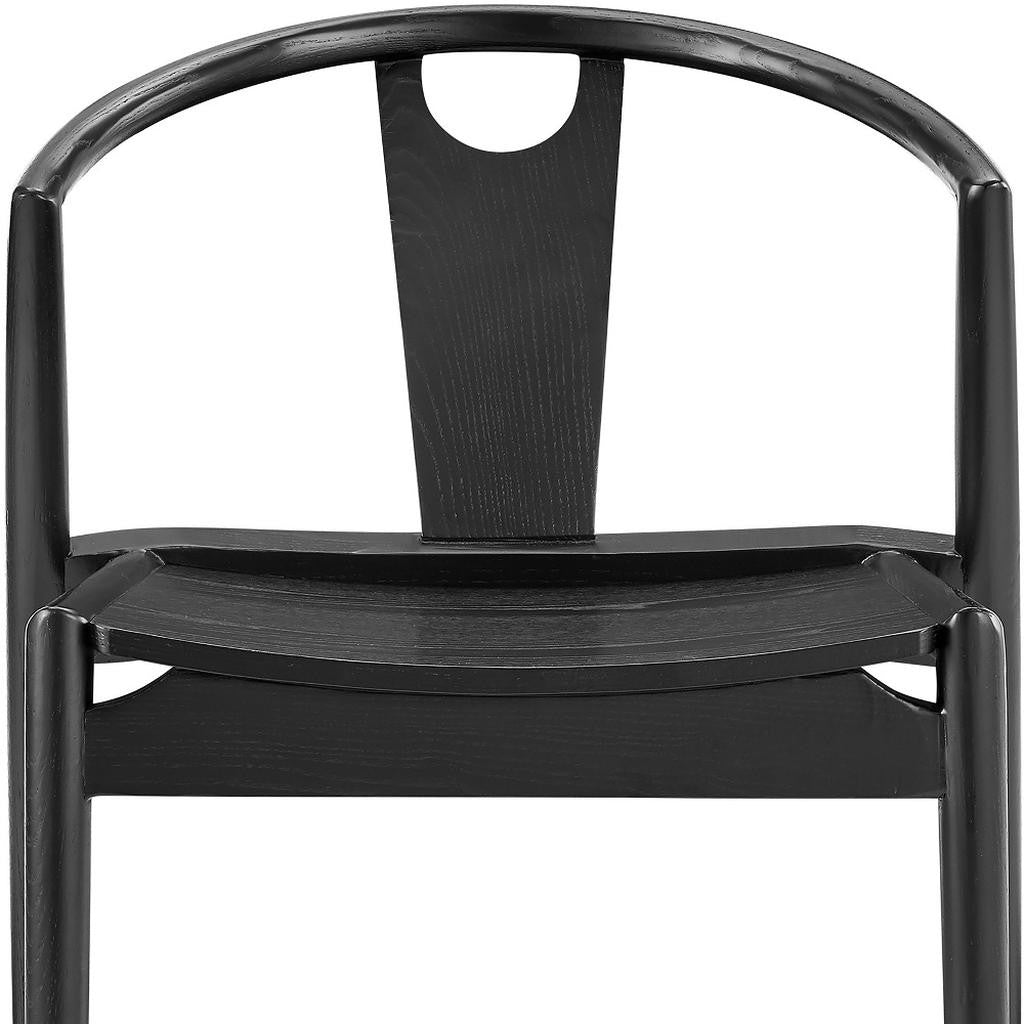 Black Solid Wood Open Back Dining Side Chair-7