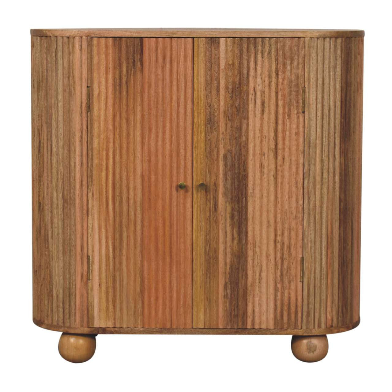 35" Brown Solid Wood Textured Door Accent Cabinet With Two Doors-2