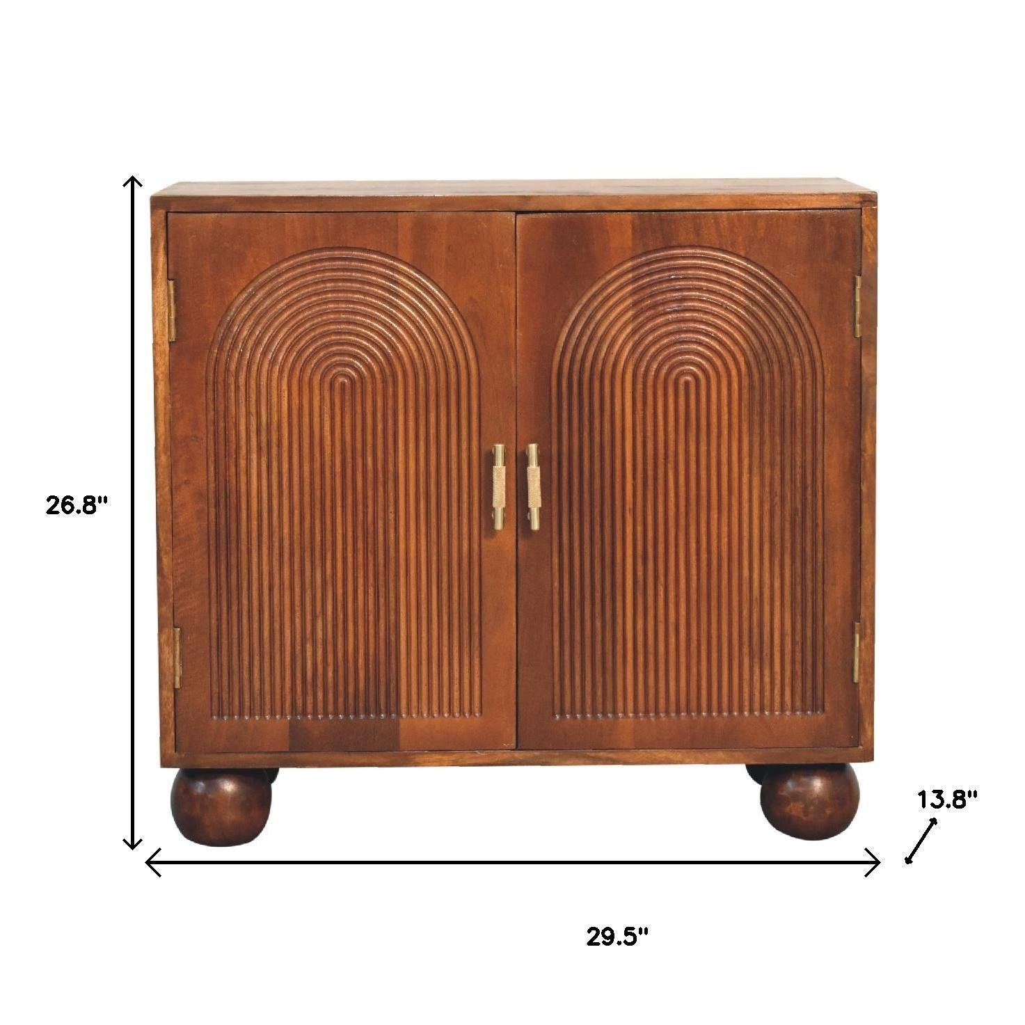 27" Chestnut Solid Wood Textured Door Accent Cabinet With Two Doors-8
