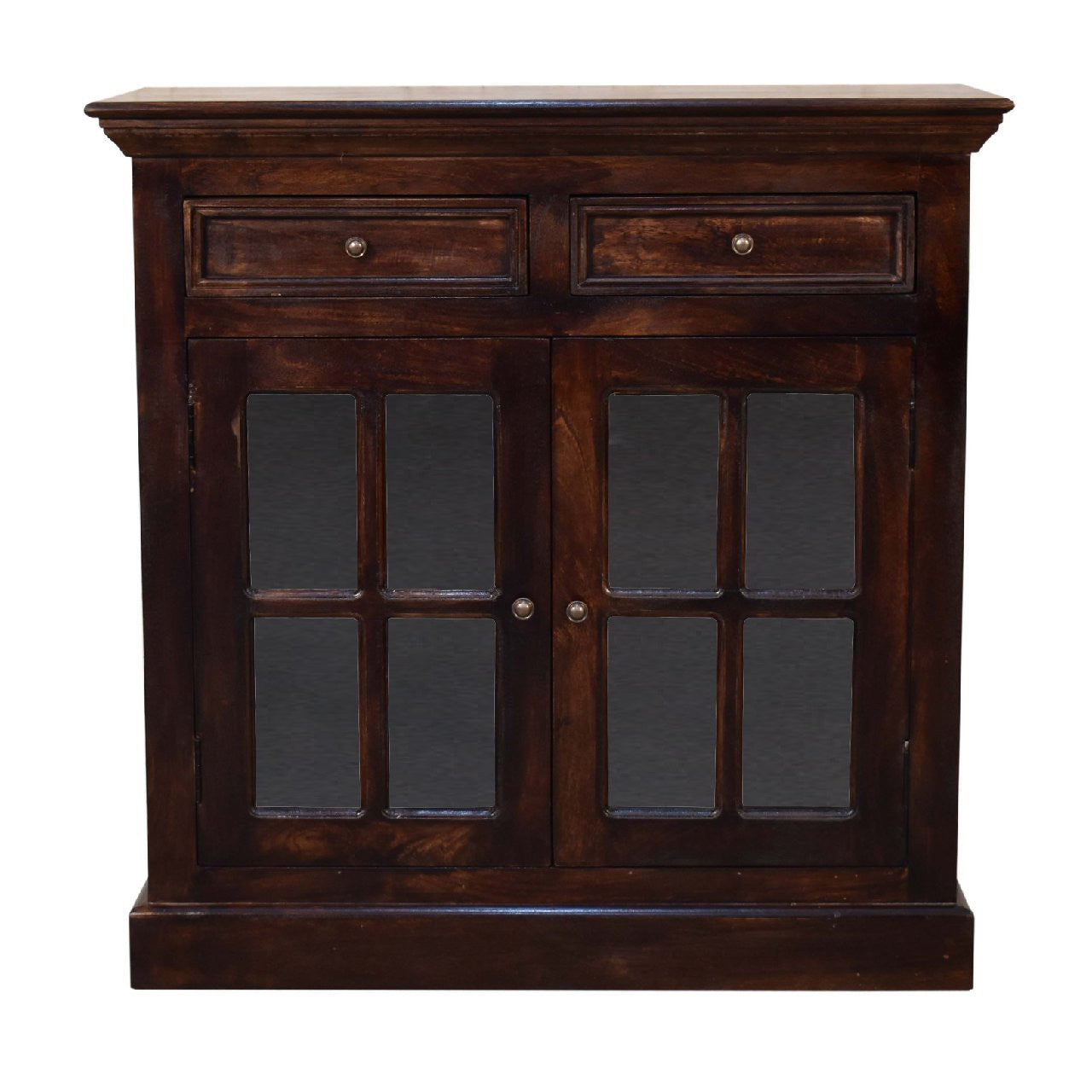 35" Brown Solid Wood Accent Cabinet With Two Doors And Two Drawers-1