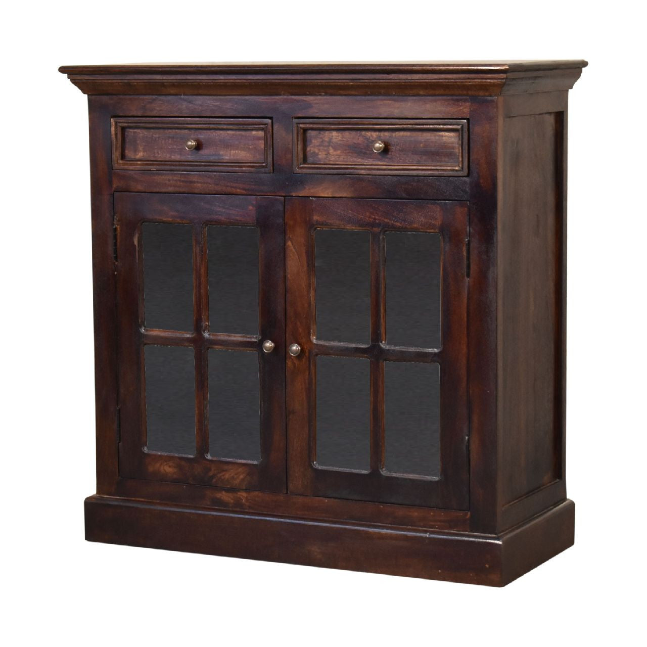35" Brown Solid Wood Accent Cabinet With Two Doors And Two Drawers-3