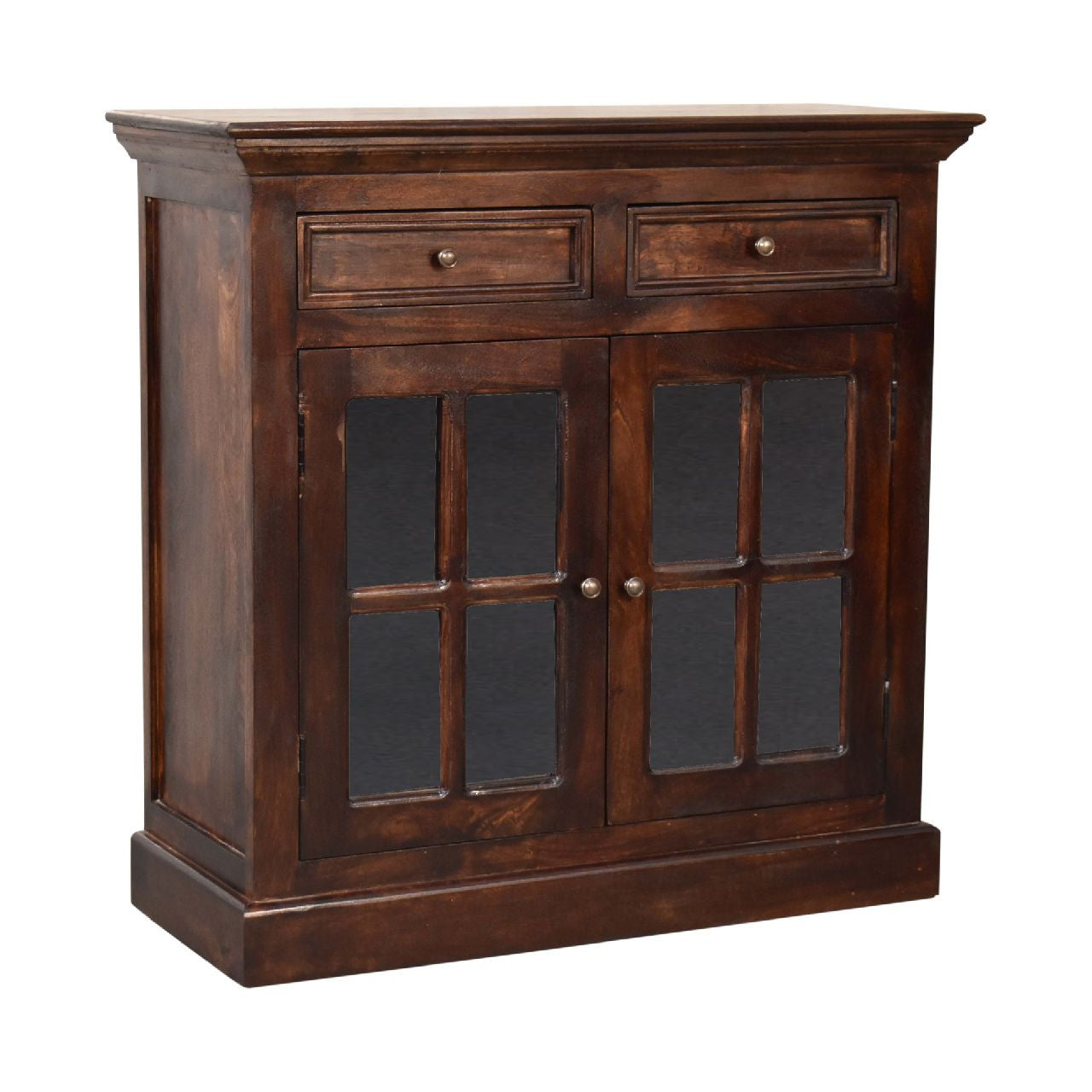 35" Brown Solid Wood Accent Cabinet With Two Doors And Two Drawers-4