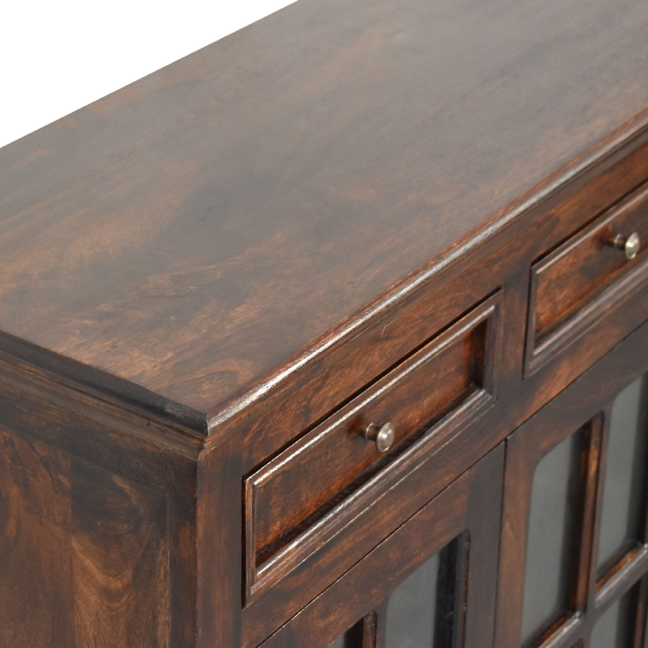 35" Brown Solid Wood Accent Cabinet With Two Doors And Two Drawers-7