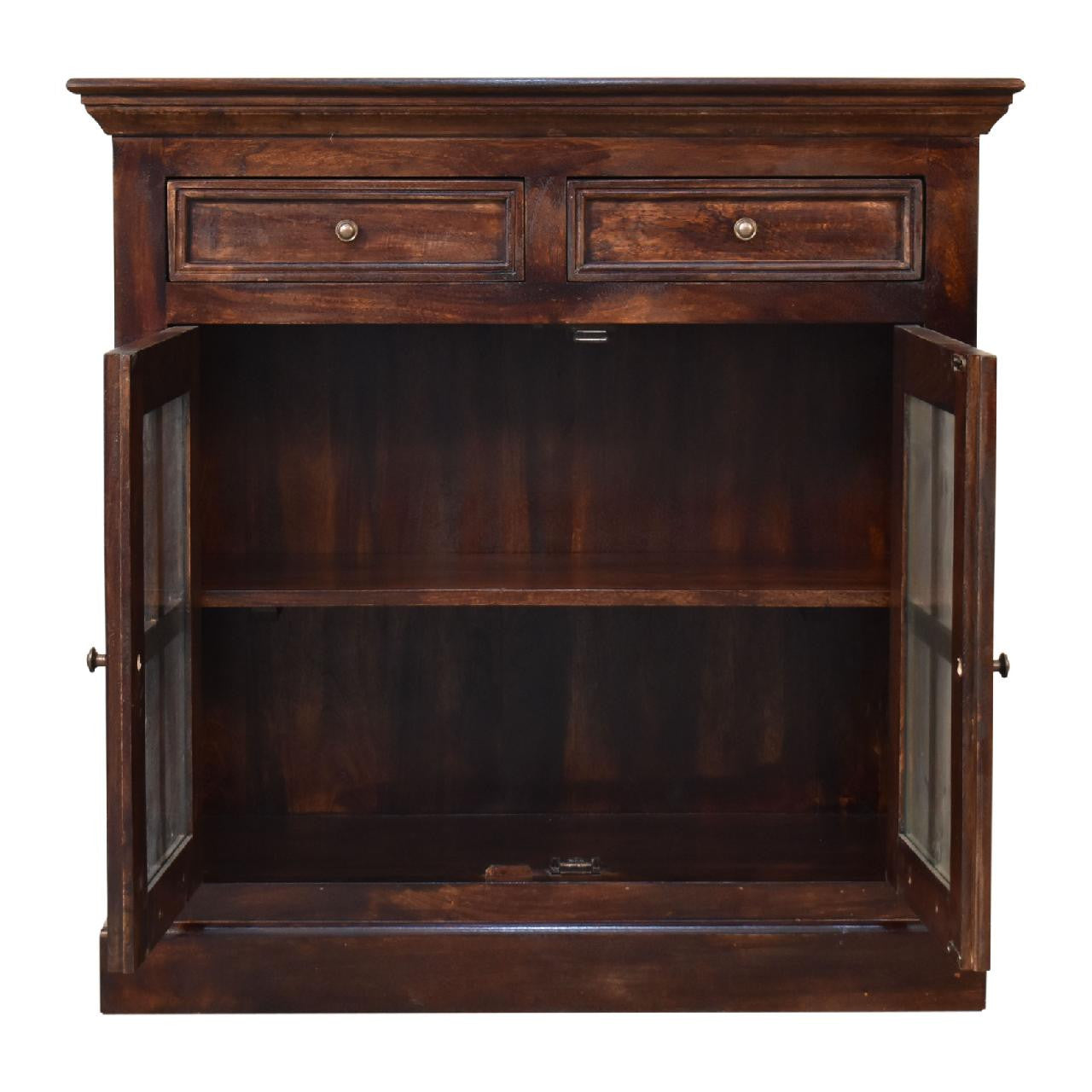 35" Brown Solid Wood Accent Cabinet With Two Doors And Two Drawers-5