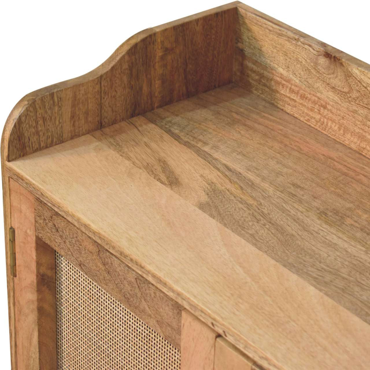 35" Brown Solid Wood Textured Door Bar Cabinet With Two Doors-8