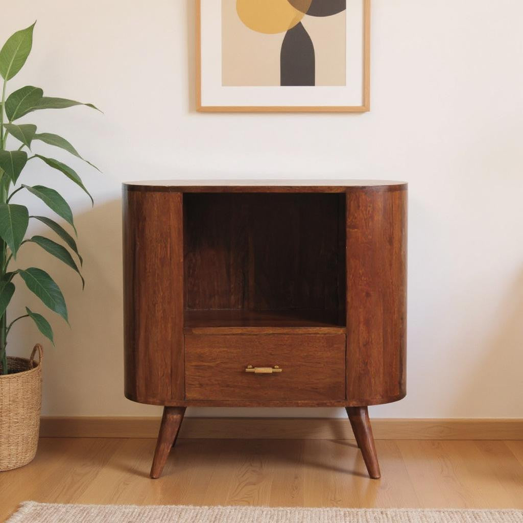 30" Chestnut Solid Wood Accent Cabinet With One Drawer-1