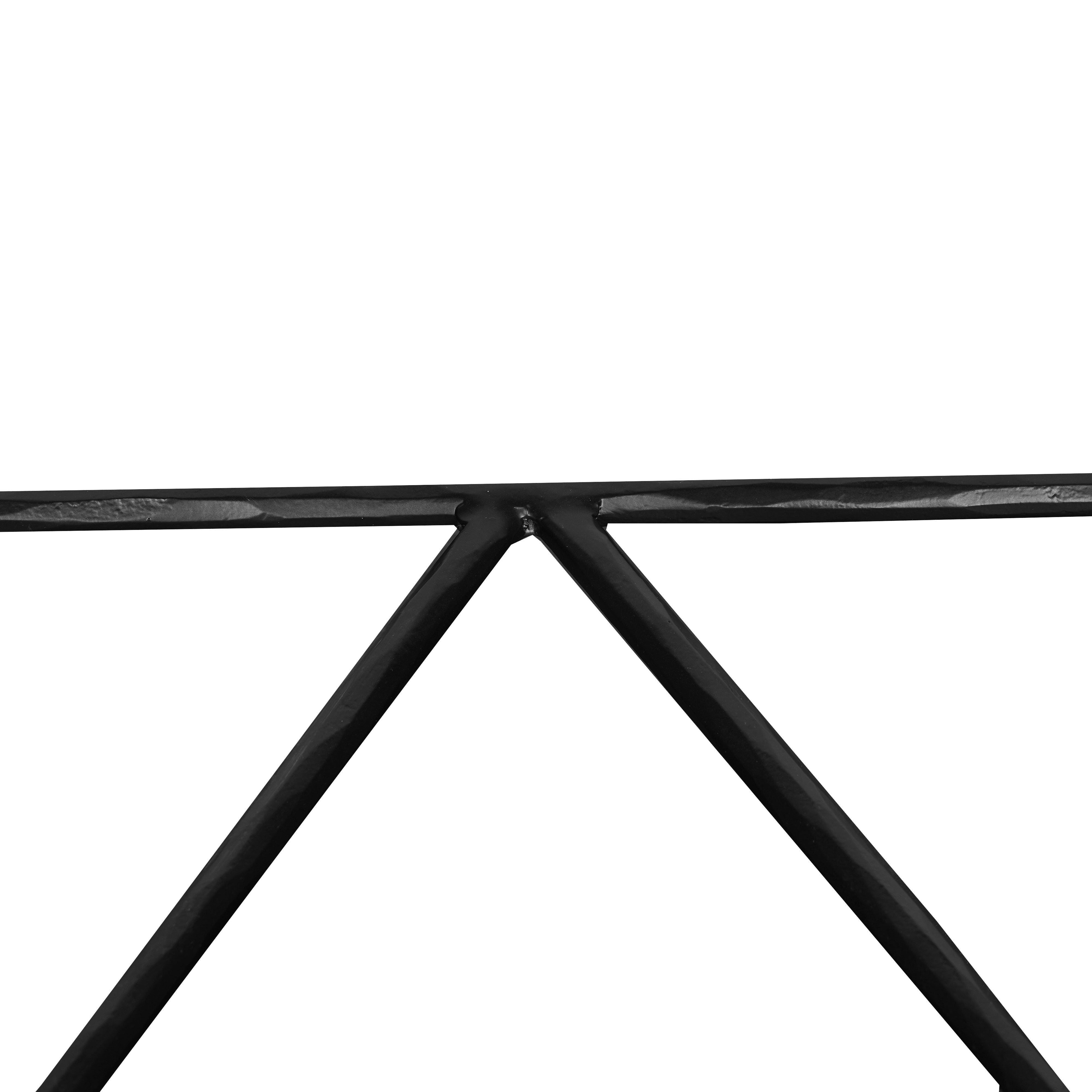 36" White and Black Genuine Marble and Iron Half Moon Console Table-6