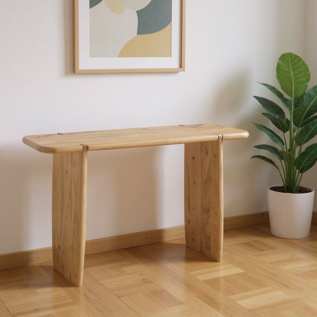 52" Natural Solid Wood Solid Console Table-0