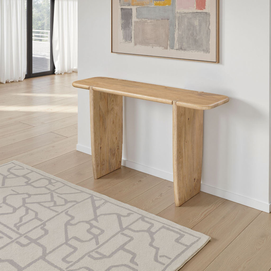 52" Natural Solid Wood Solid Console Table-8