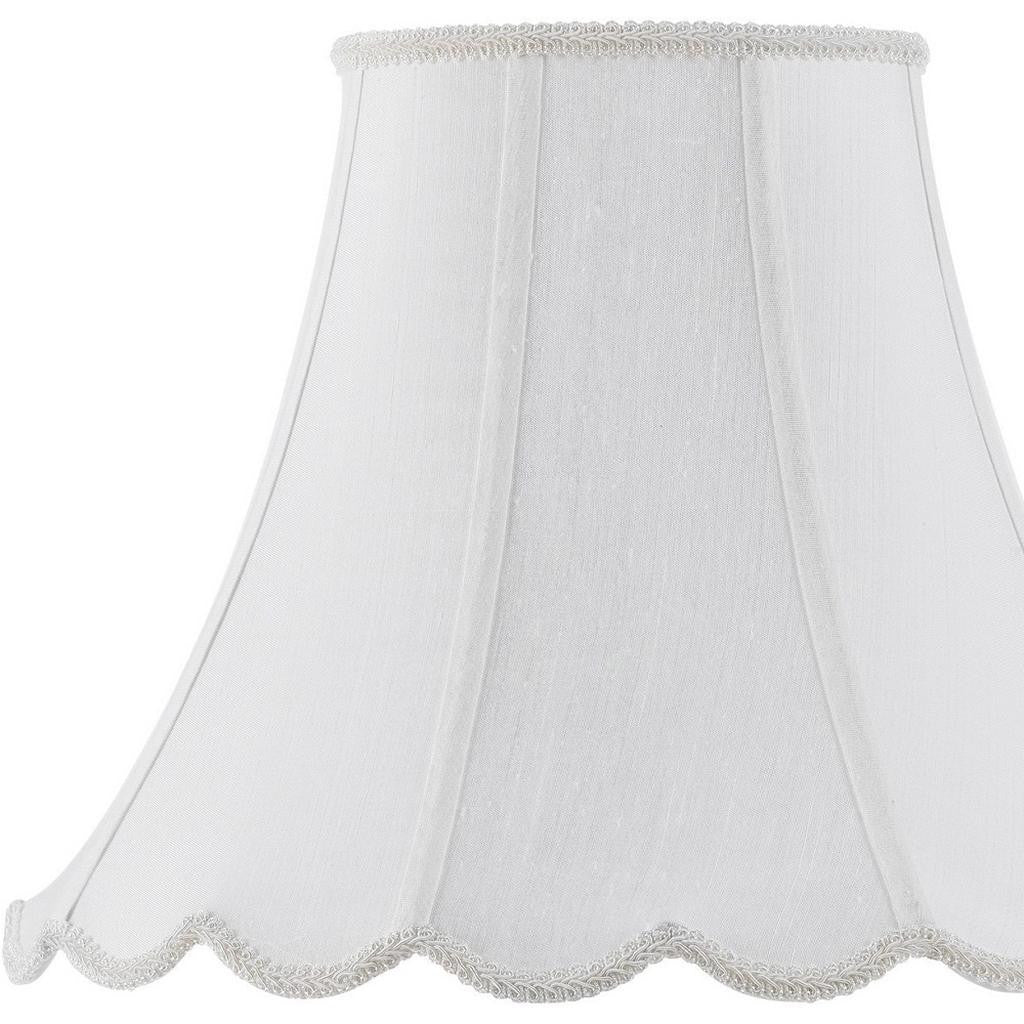 White Linen Piped Bell Lamp Shade-2