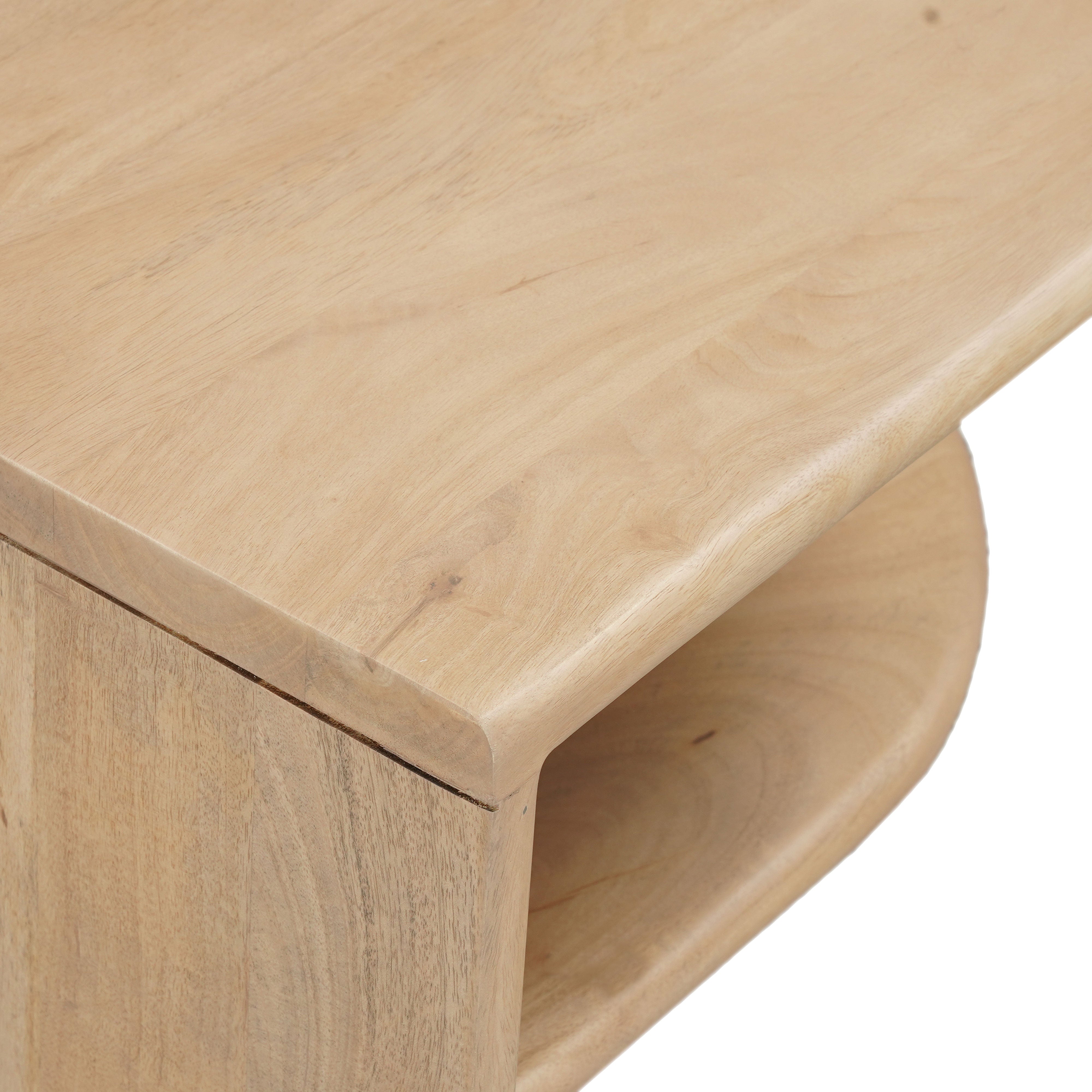 22" Natural Solid Wood Block End Table With Shelf-6