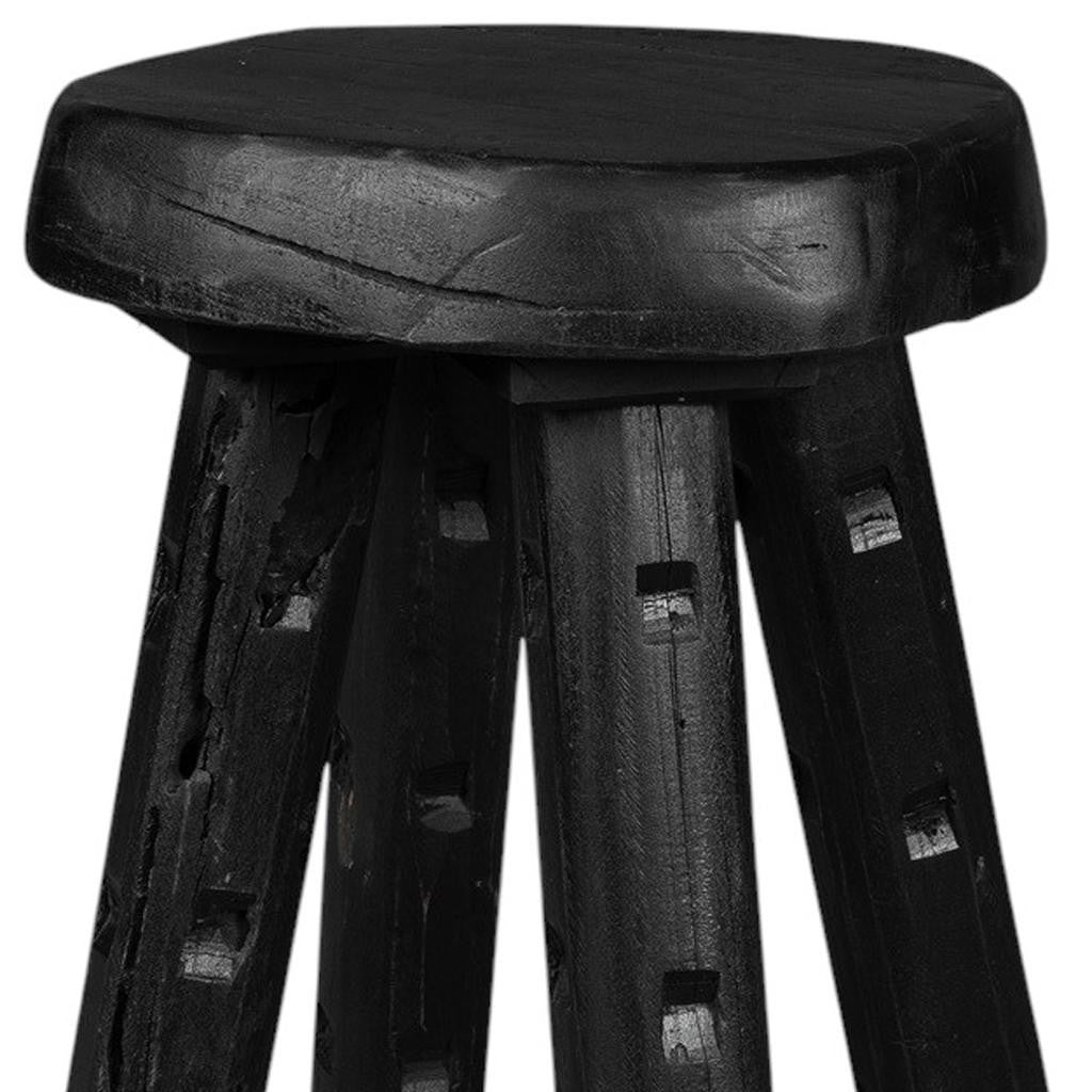 19" Black Solid Wood Round End Table-3