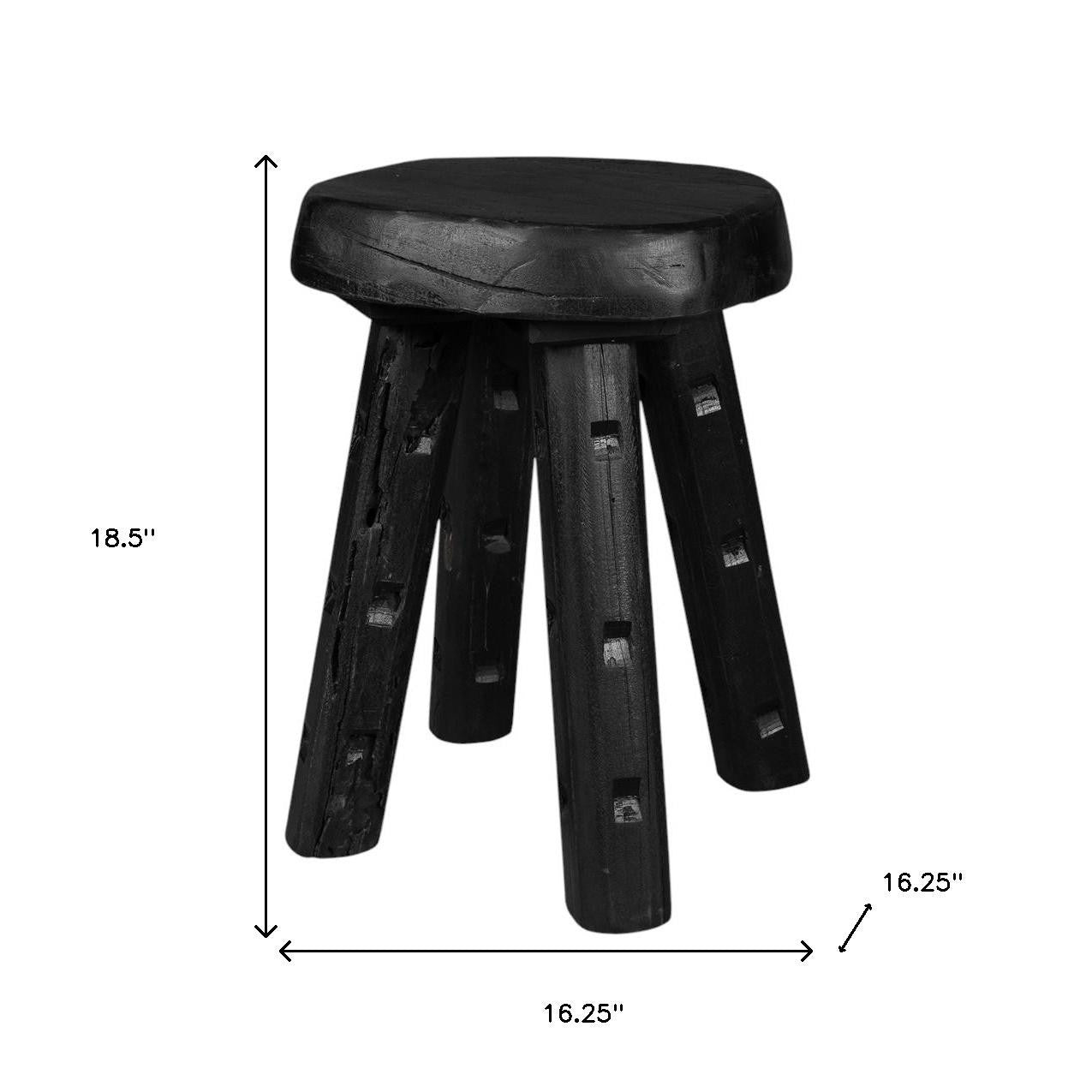 19" Black Solid Wood Round End Table-5