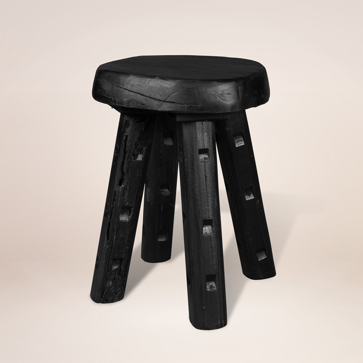 19" Black Solid Wood Round End Table-4