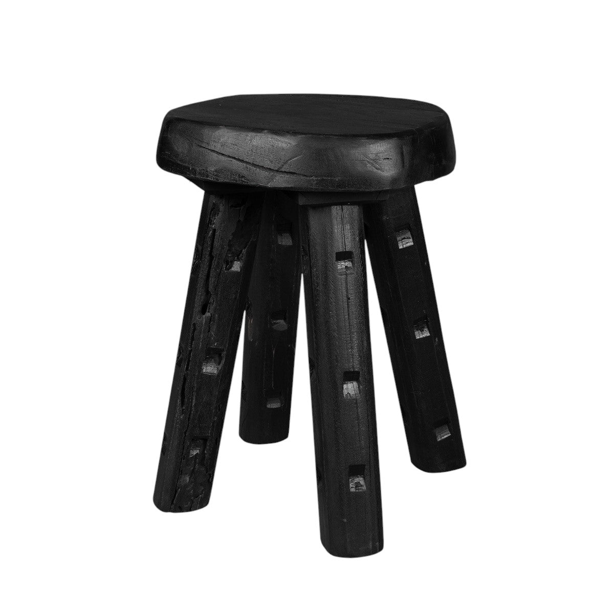 19" Black Solid Wood Round End Table-1