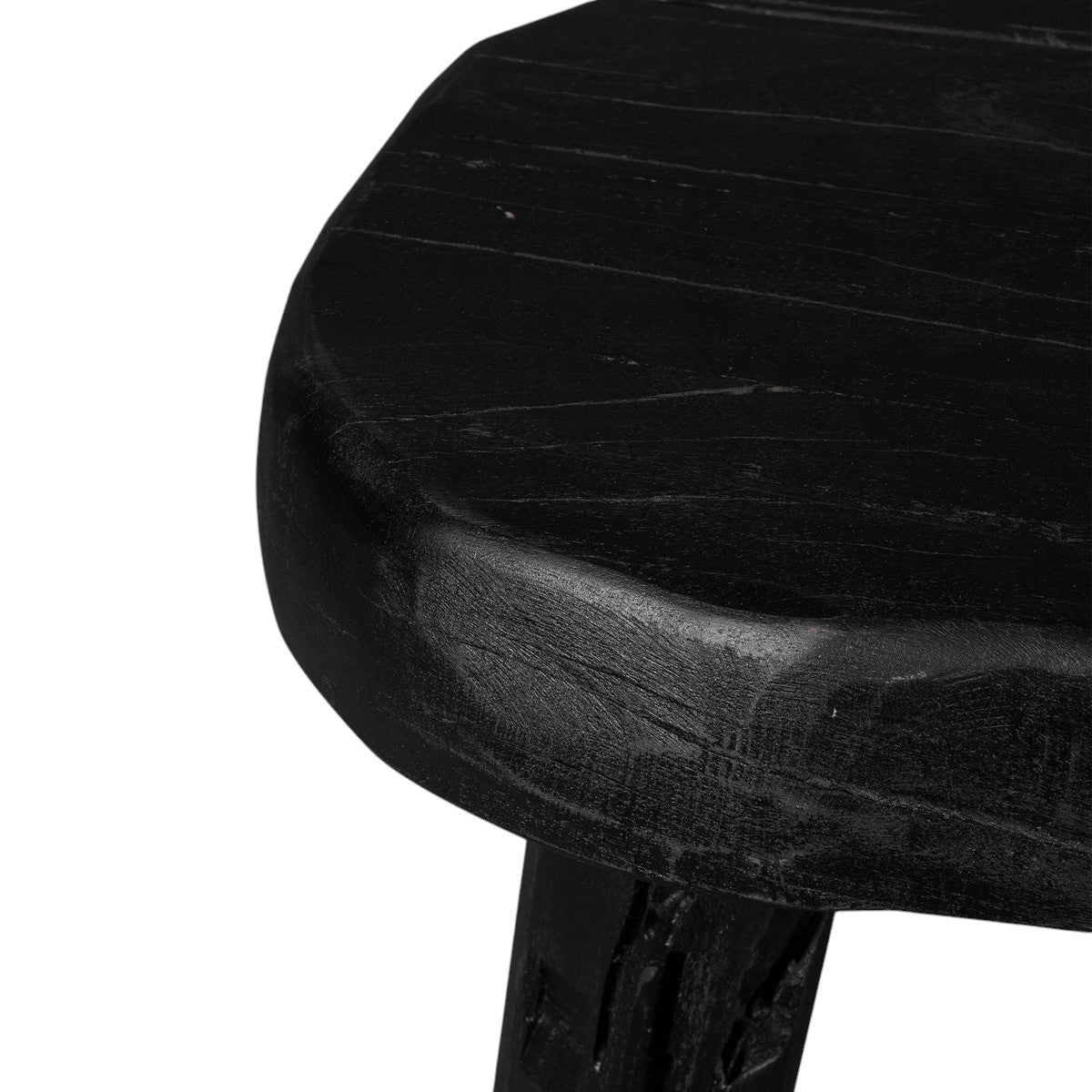 19" Black Solid Wood Round End Table-2