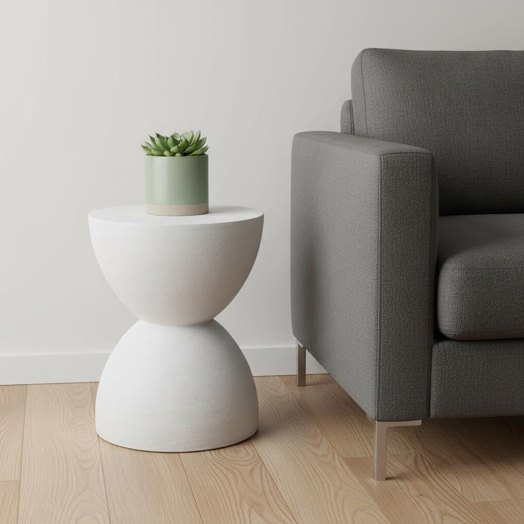 21" White Wood Square End Table-1