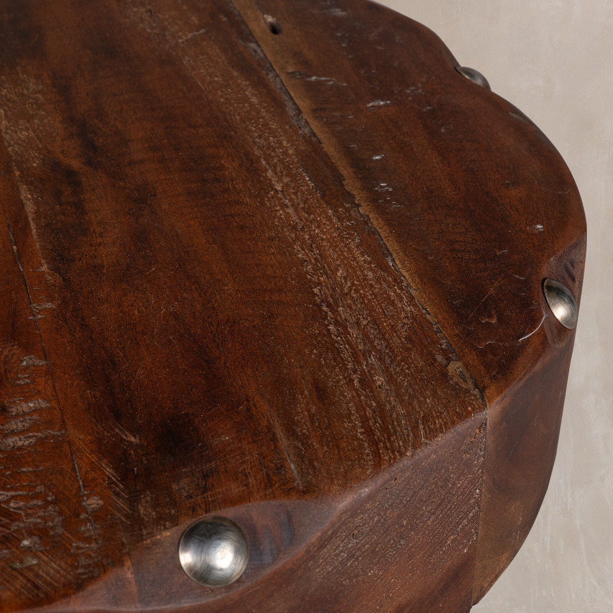 19" Brown Solid Wood Round End Table-7