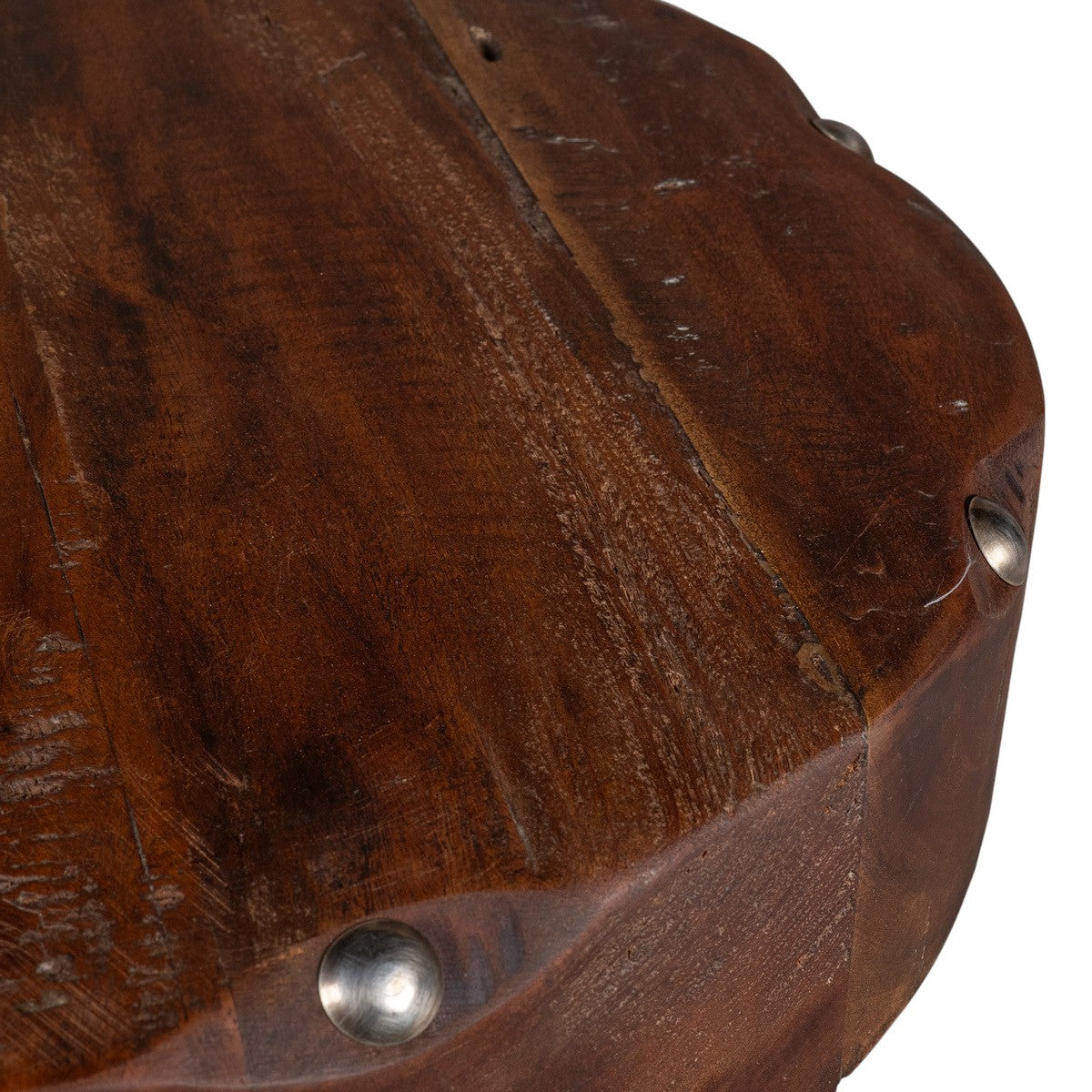 19" Brown Solid Wood Round End Table-4