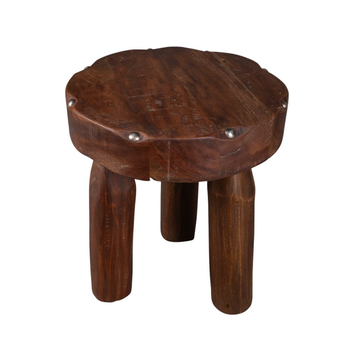 19" Brown Solid Wood Round End Table-2