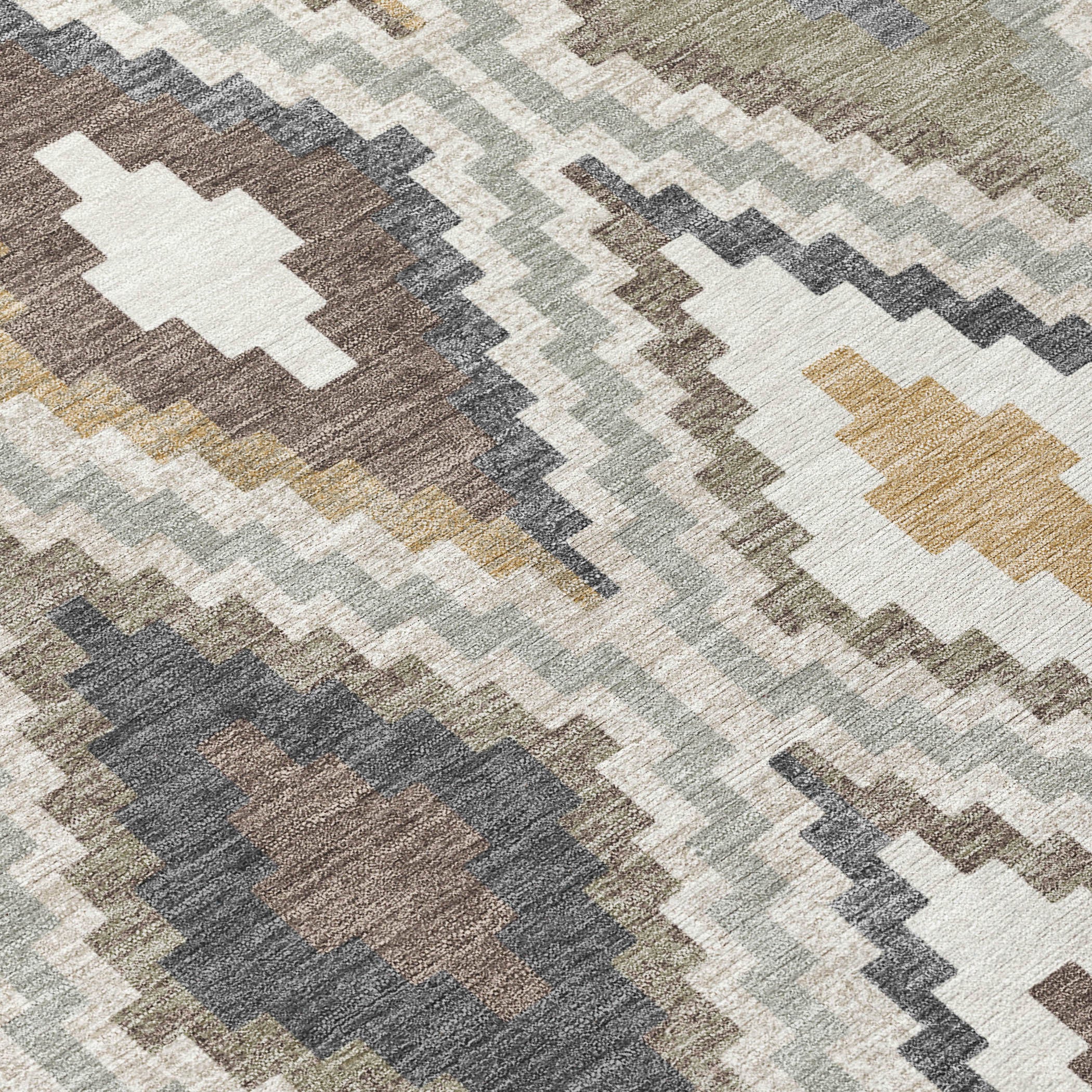 5' X 8' Taupe Gold And Ivory Geometric Washable Indoor Outdoor Area Rug-6