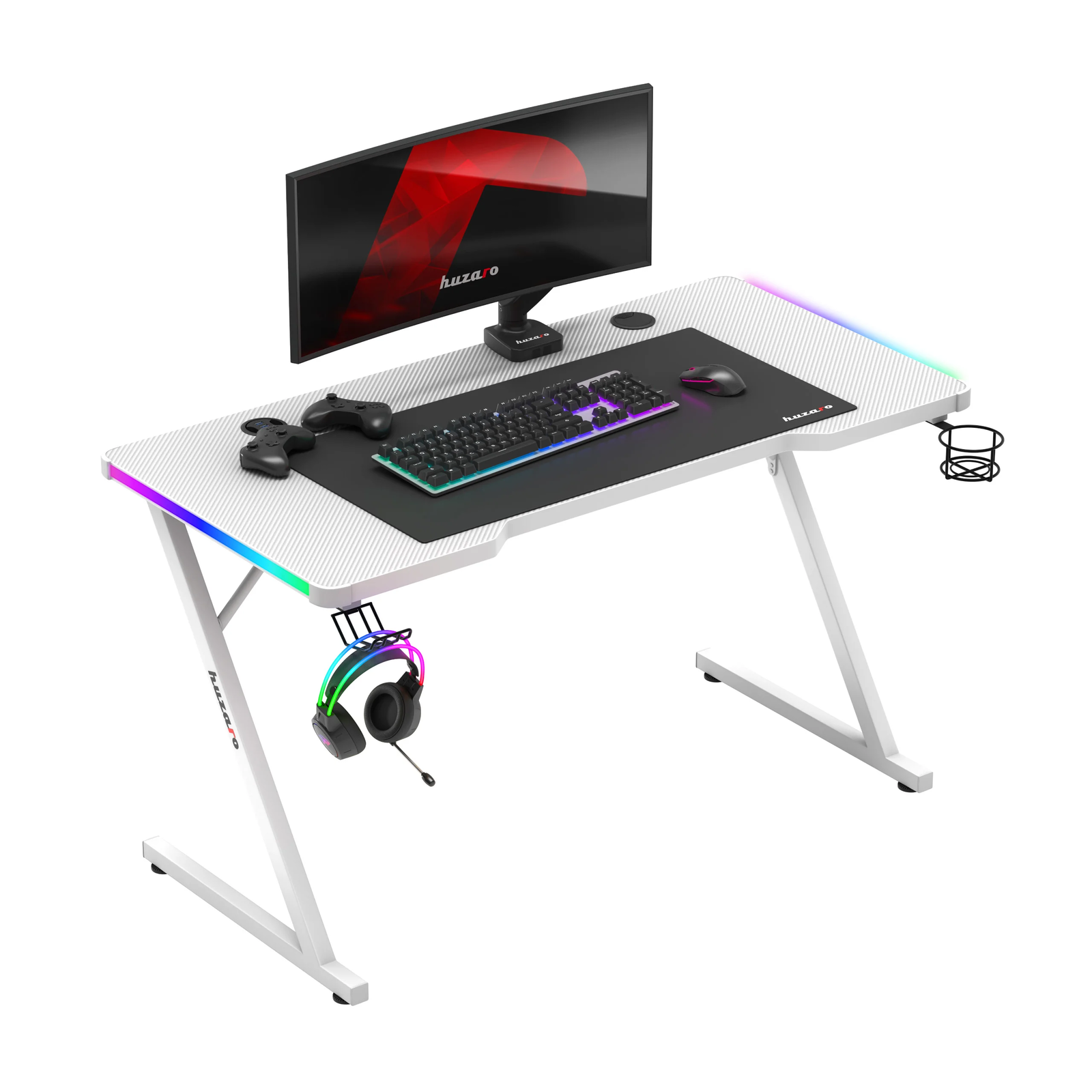 Huzaro Hero 2.5 RGB Gamer asztal 120 x 60 x 75 cm - Fehér (HZ-HERO 2.5 WHITE RGB)-0