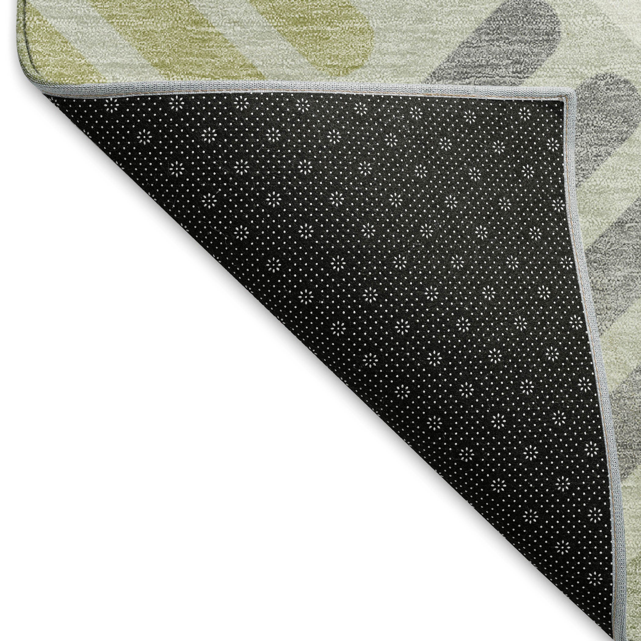 5' X 8' Artichoke Green Ivory And Gray Geometric Washable Indoor Outdoor Area Rug-4